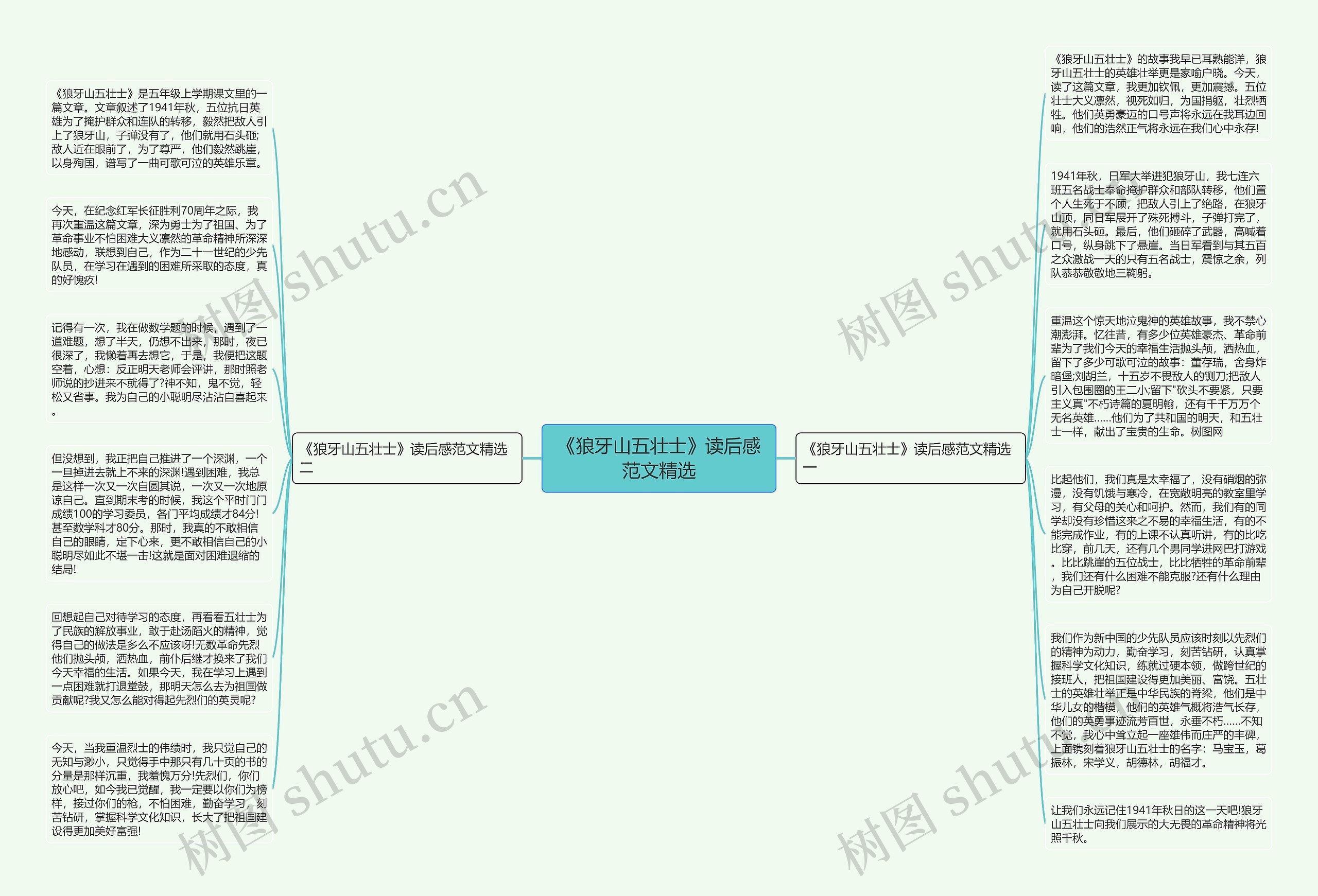 《狼牙山五壮士》读后感范文精选思维导图