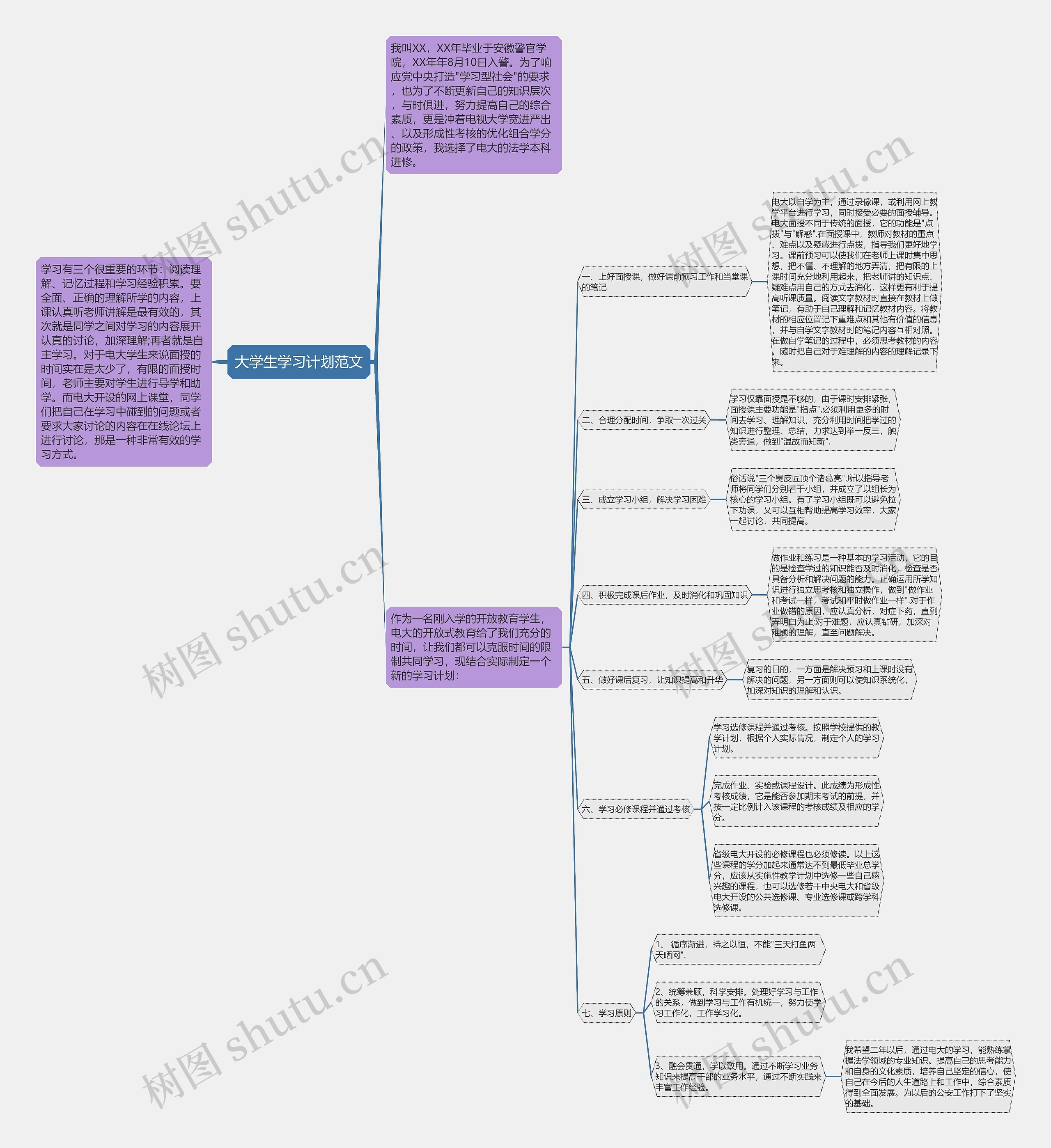 大学生学习计划范文思维导图