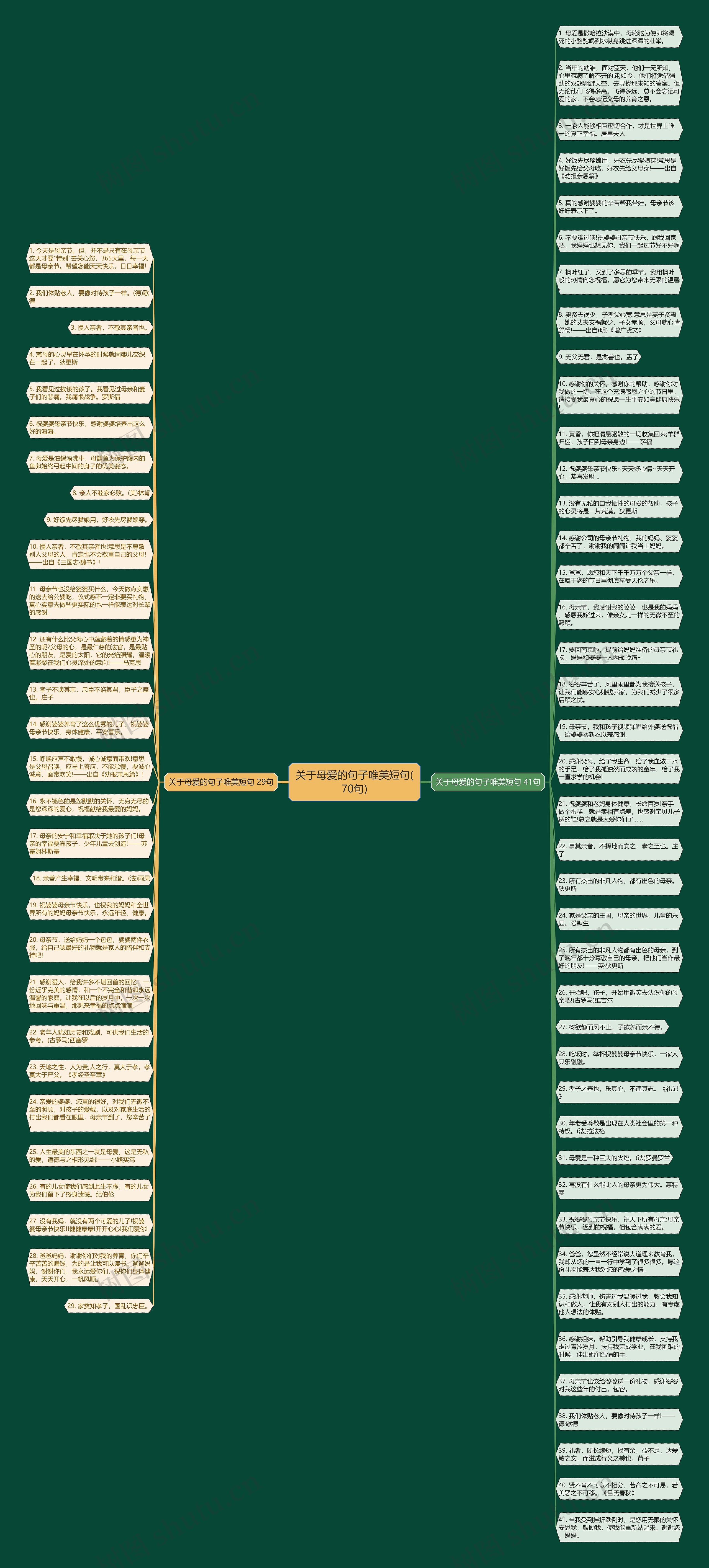 关于母爱的句子唯美短句(70句)思维导图