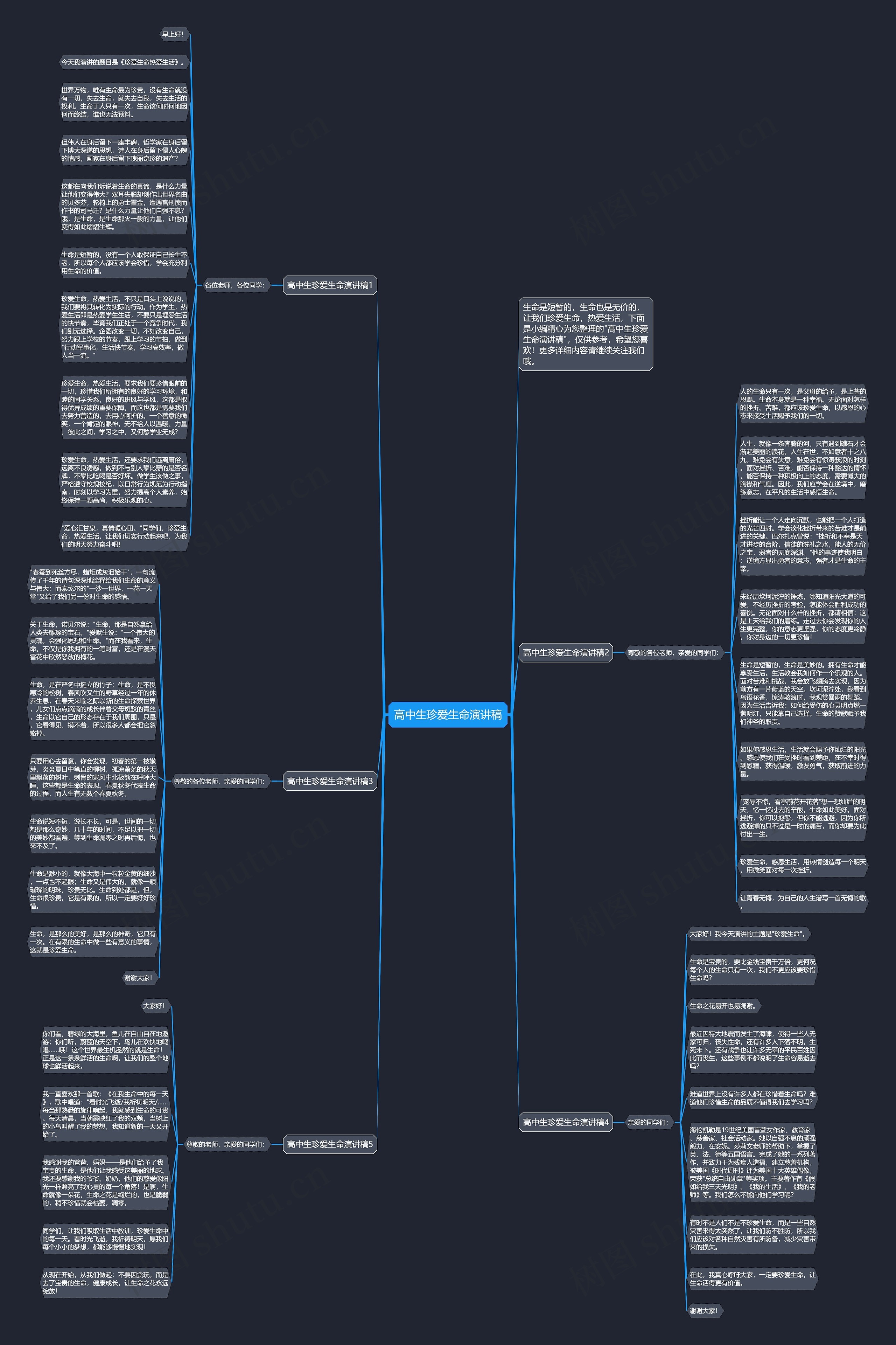 高中生珍爱生命演讲稿思维导图