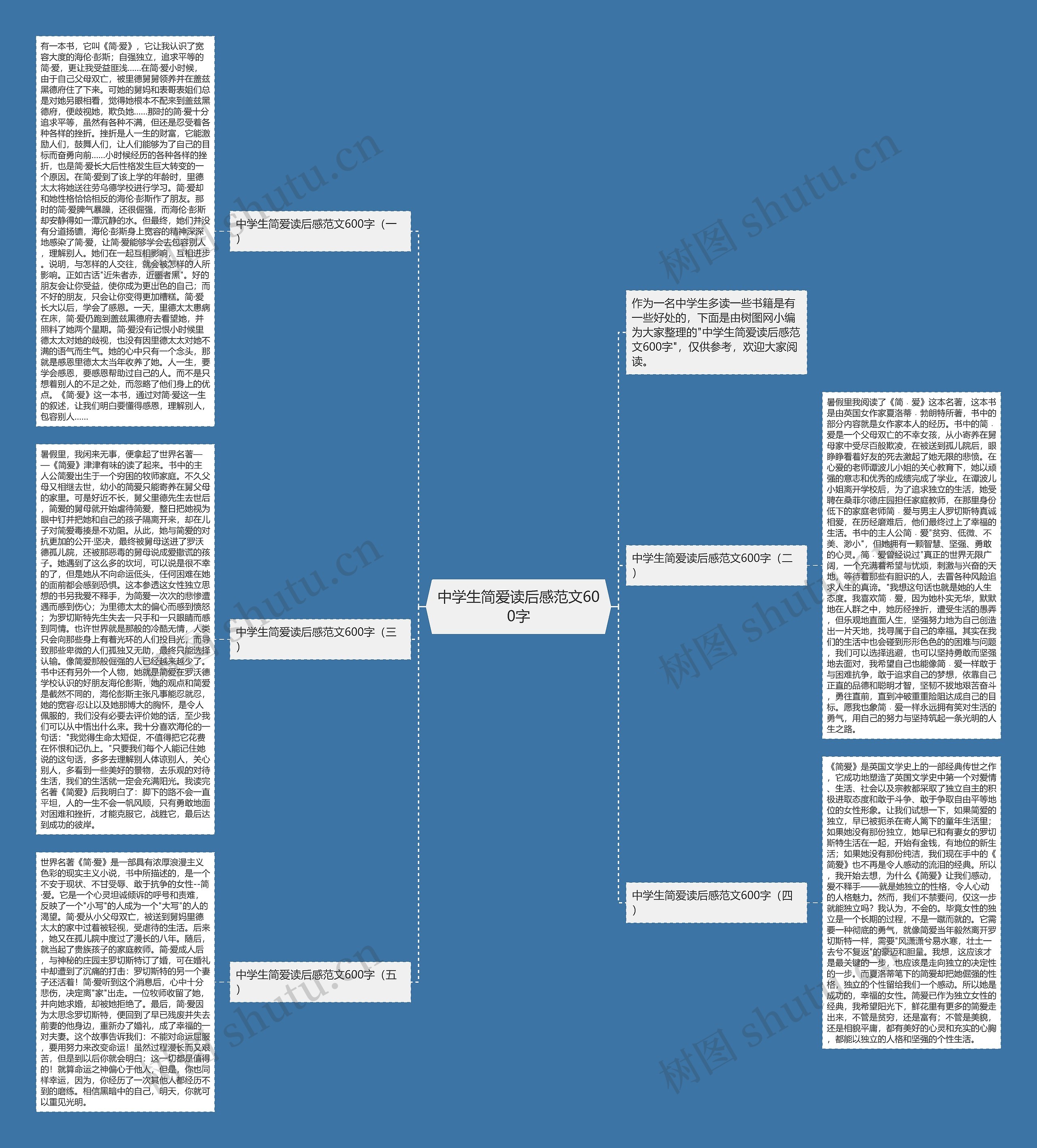 中学生简爱读后感范文600字思维导图
