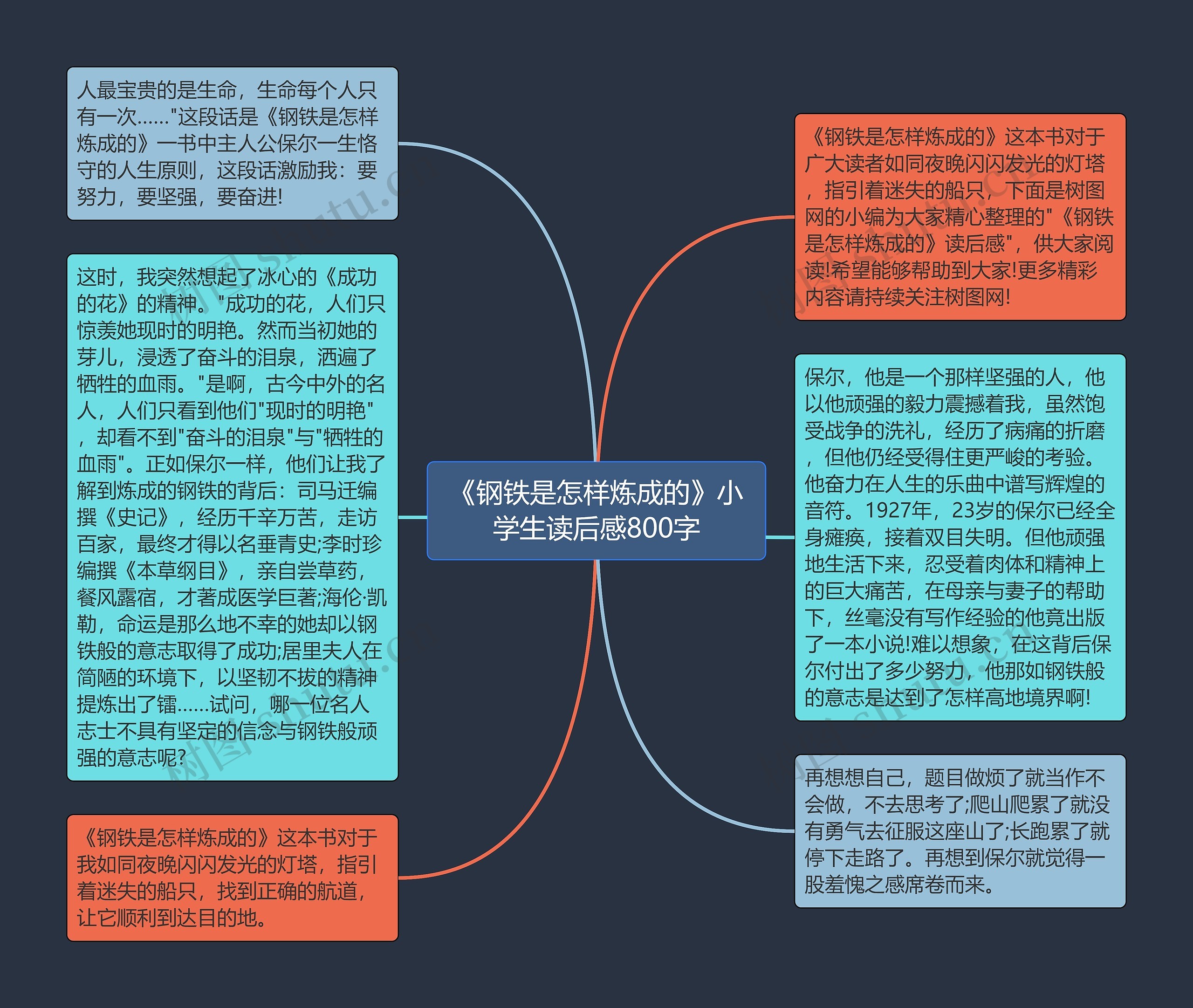 《钢铁是怎样炼成的》小学生读后感800字思维导图