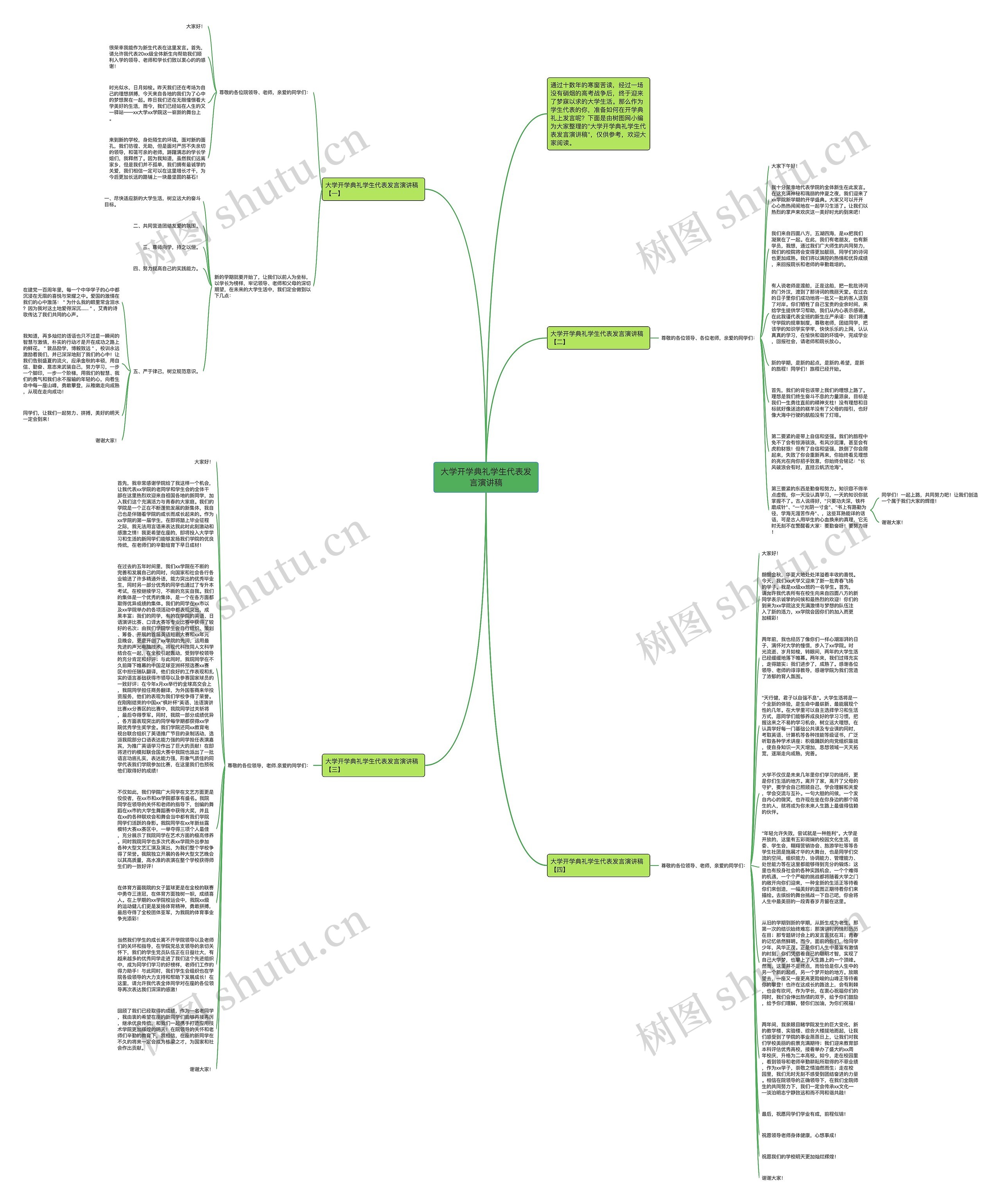 大学开学典礼学生代表发言演讲稿思维导图