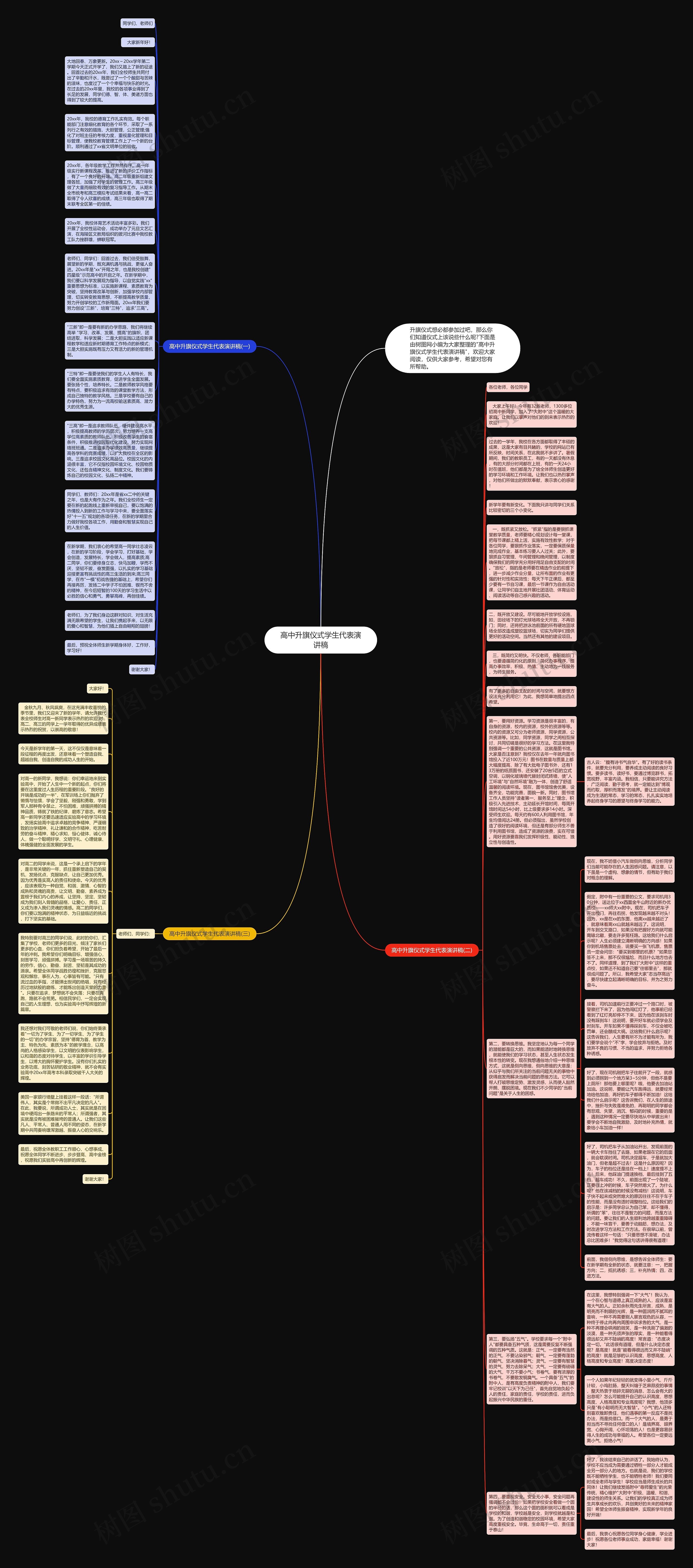 高中升旗仪式学生代表演讲稿思维导图