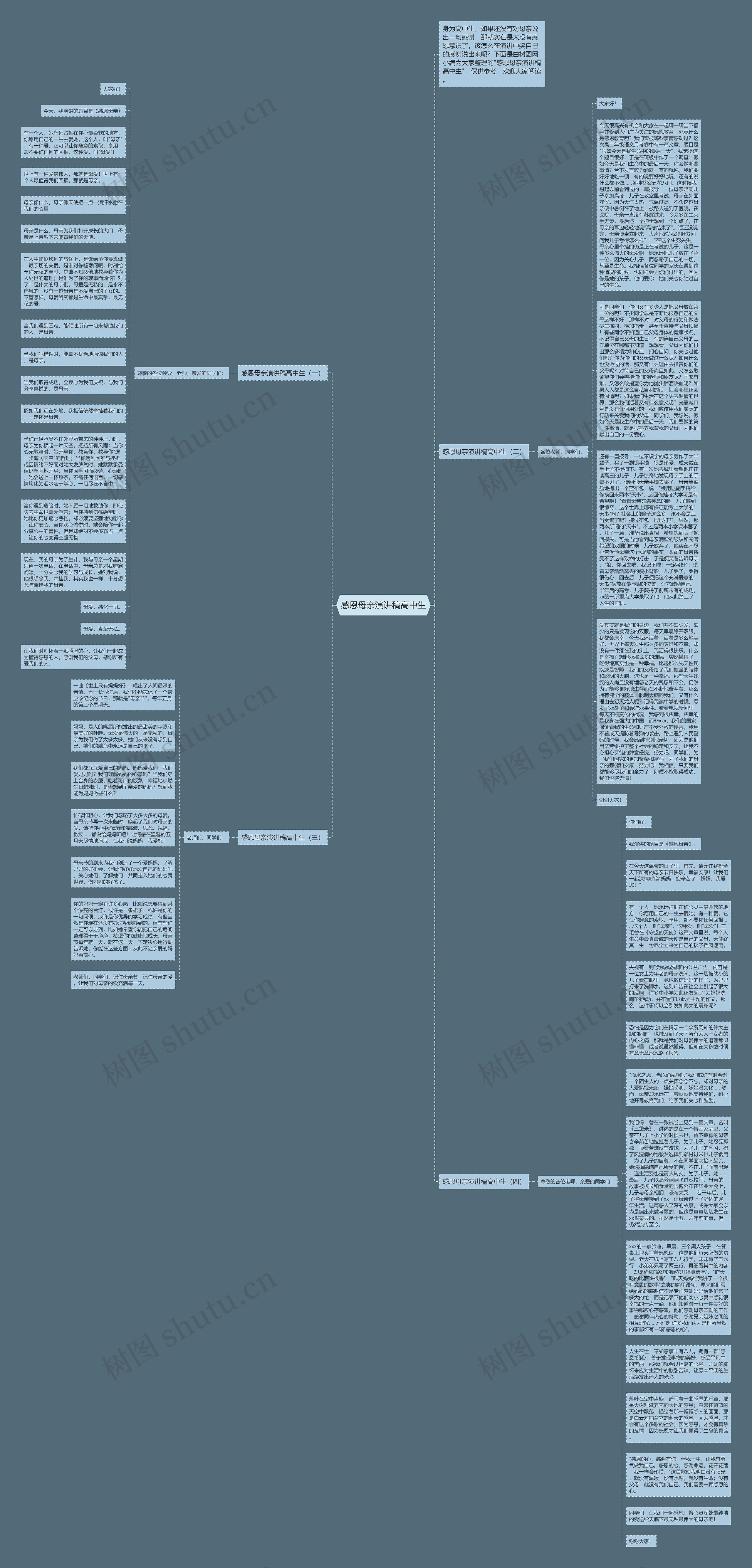 感恩母亲演讲稿高中生思维导图