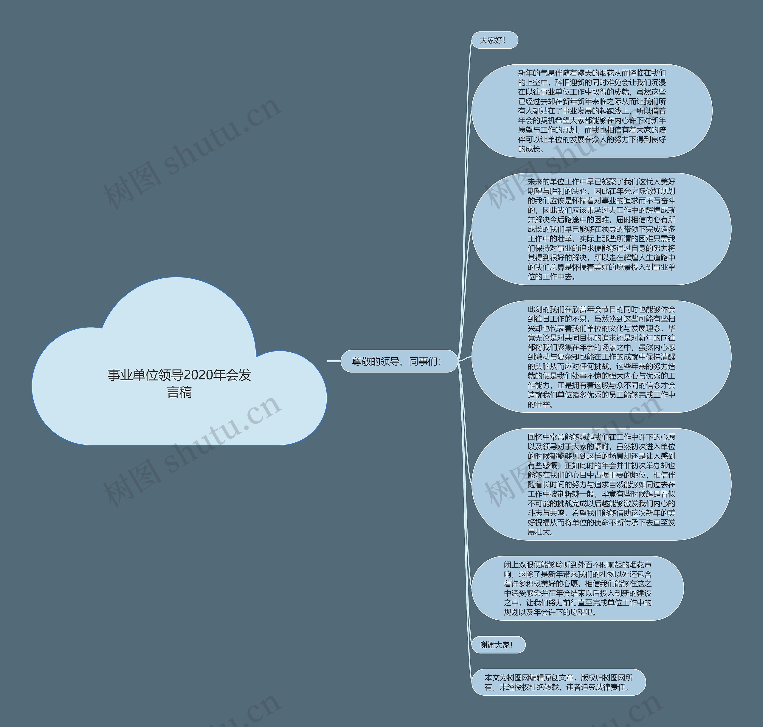 事业单位领导2020年会发言稿思维导图