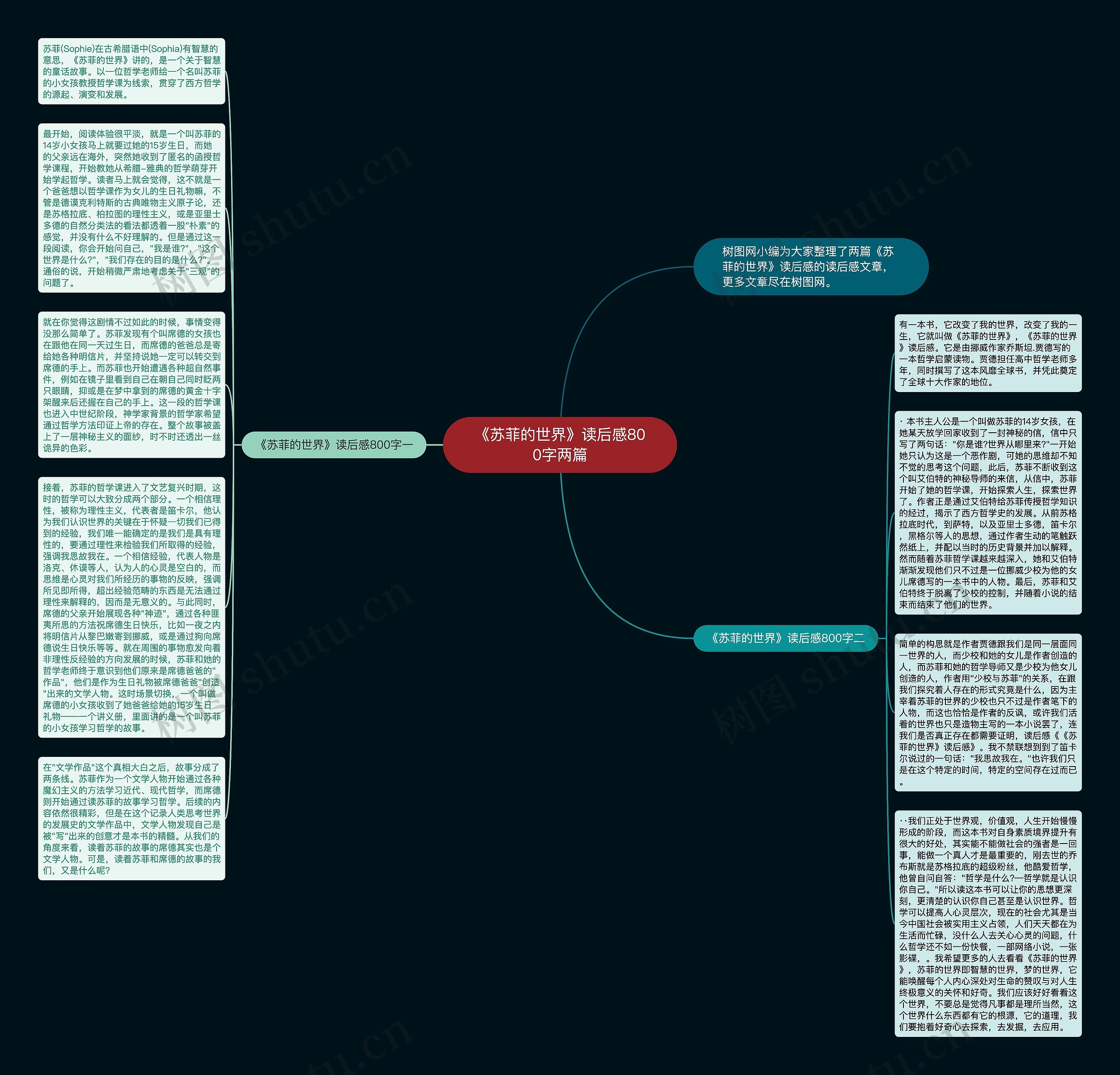 《苏菲的世界》读后感800字两篇思维导图