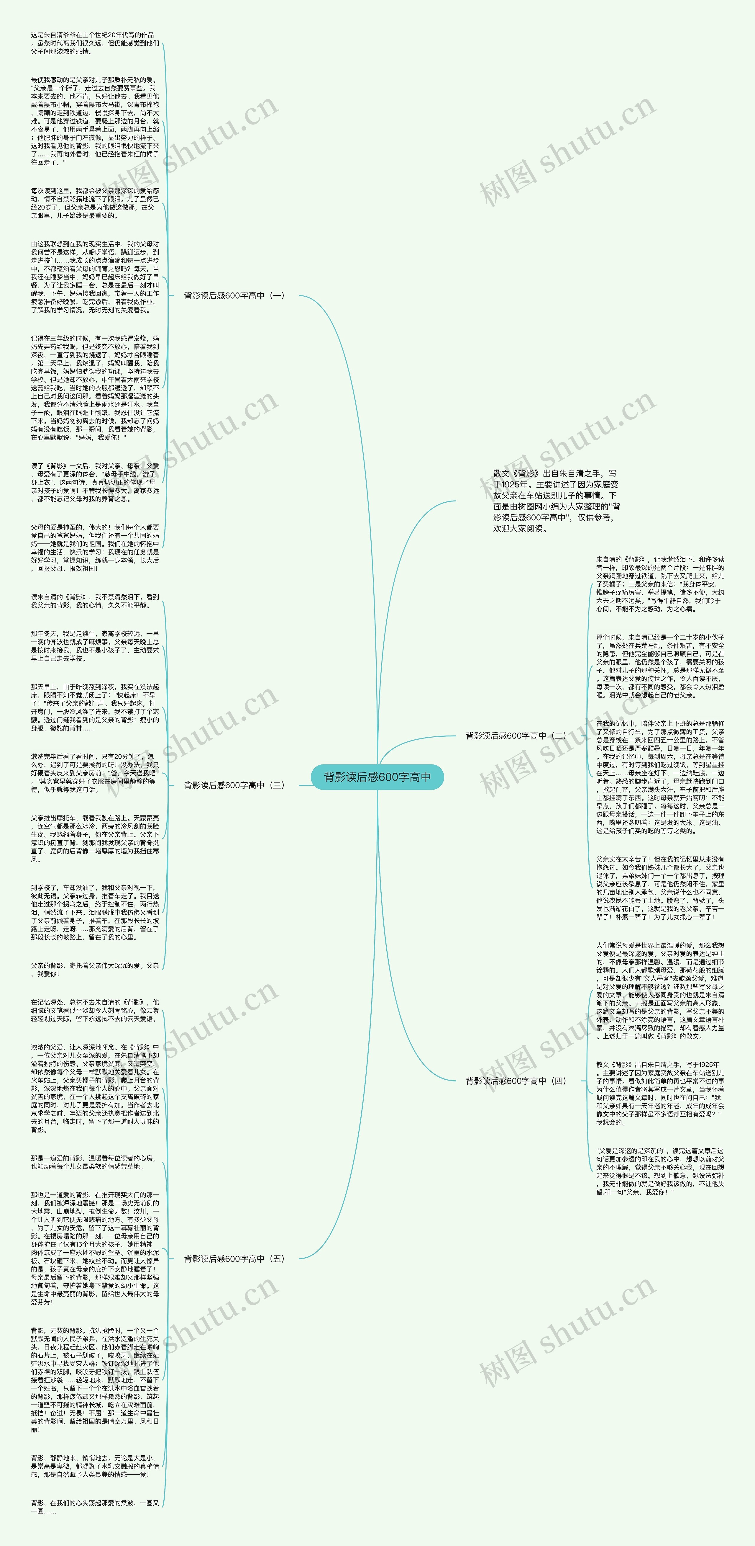 背影读后感600字高中思维导图