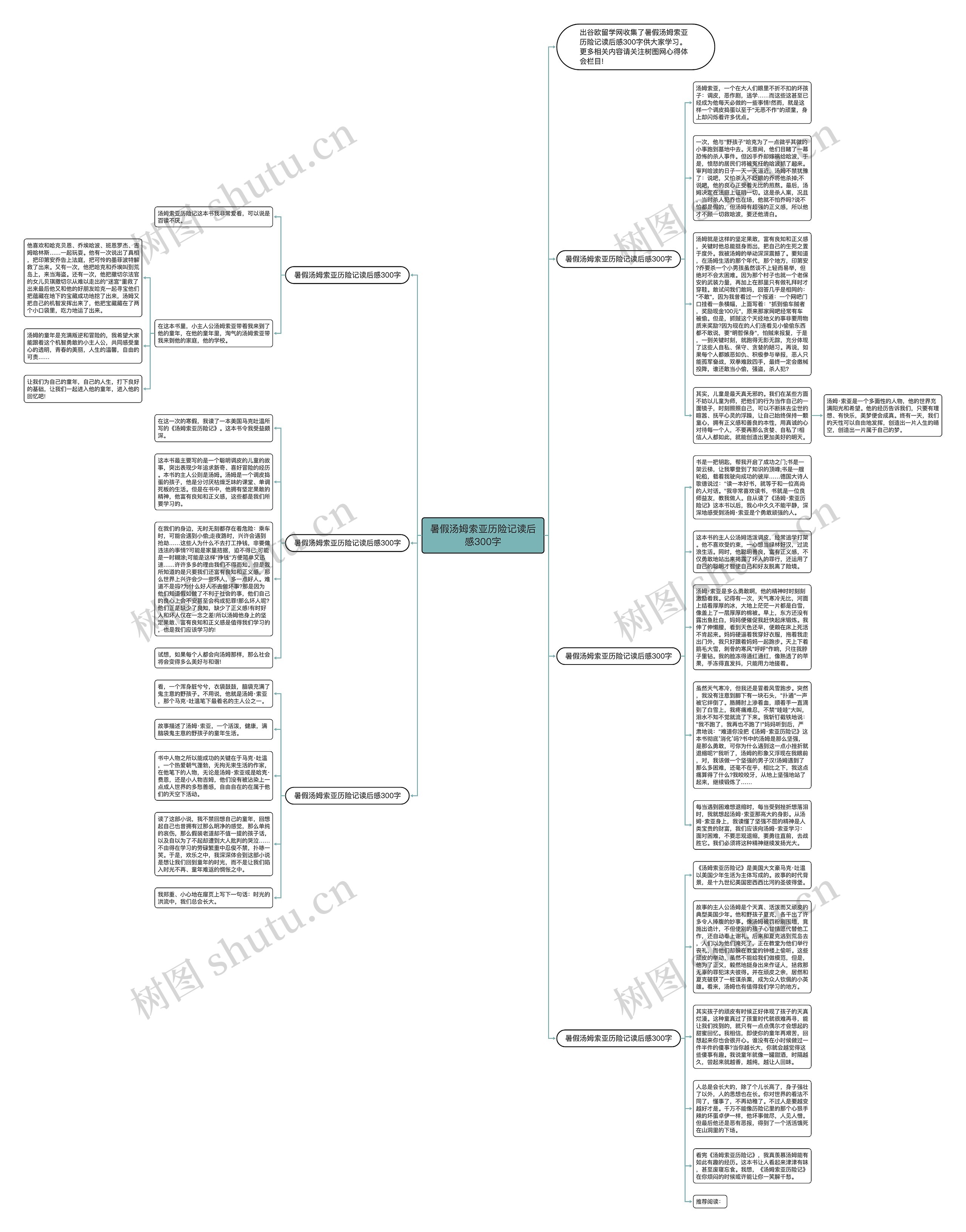 暑假汤姆索亚历险记读后感300字思维导图