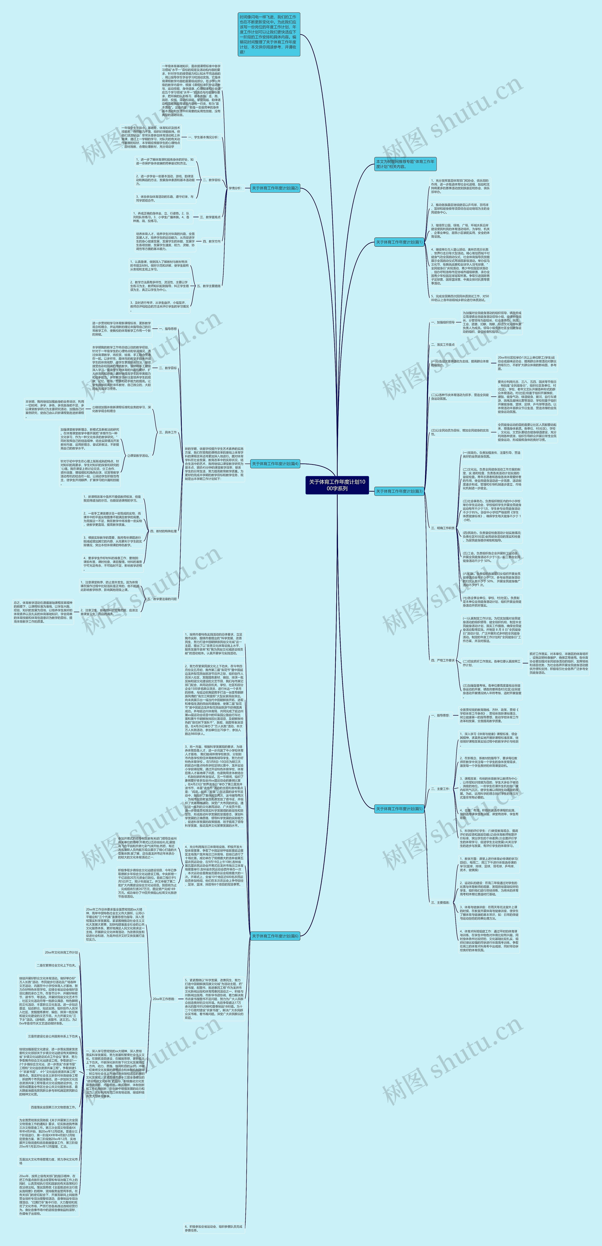 关于体育工作年度计划1000字系列思维导图
