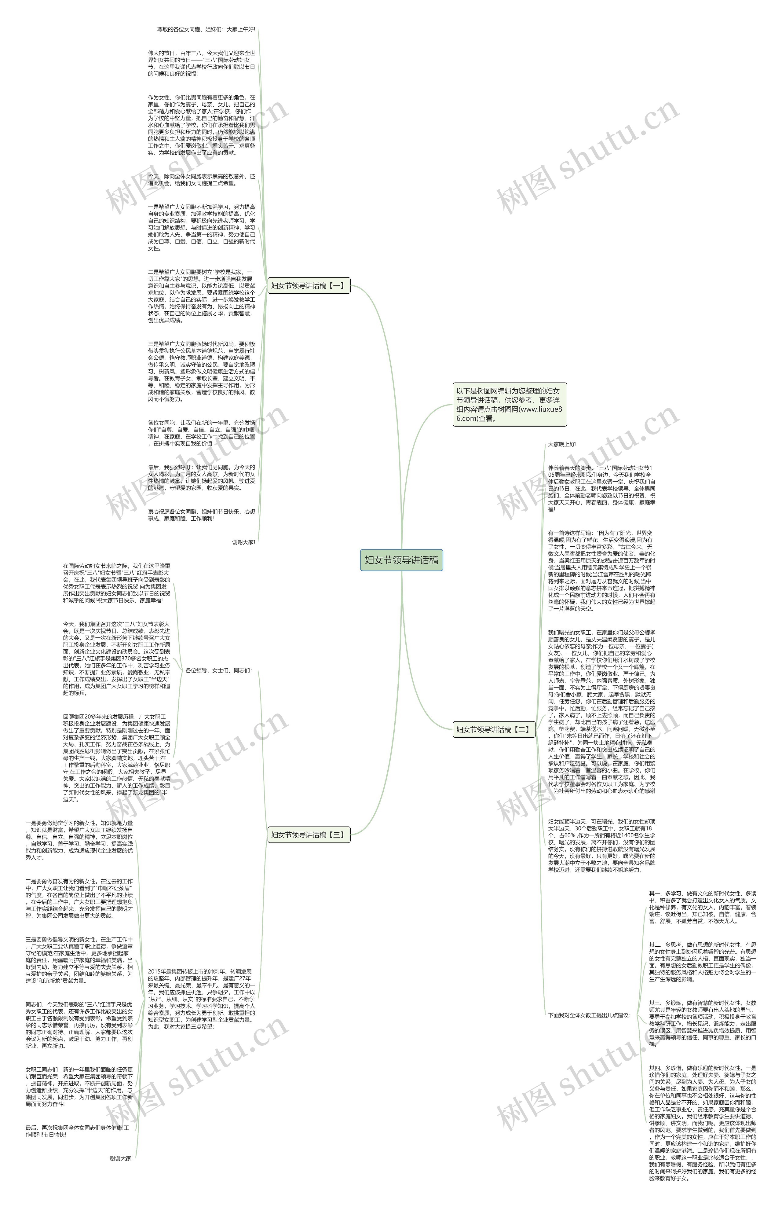 妇女节领导讲话稿思维导图