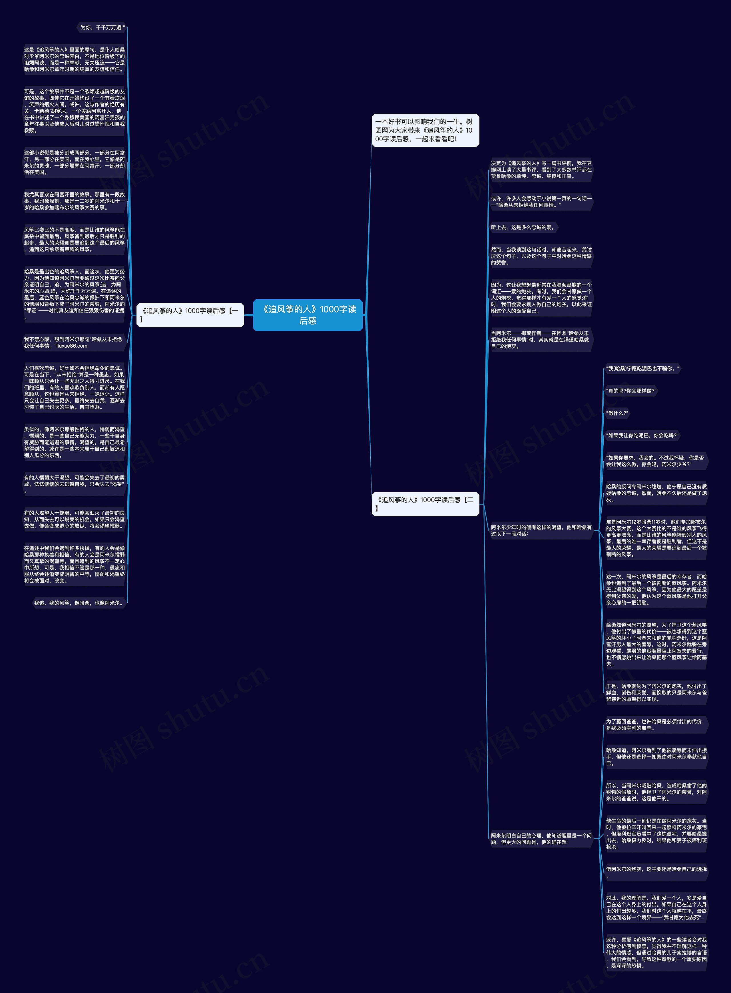 《追风筝的人》1000字读后感思维导图
