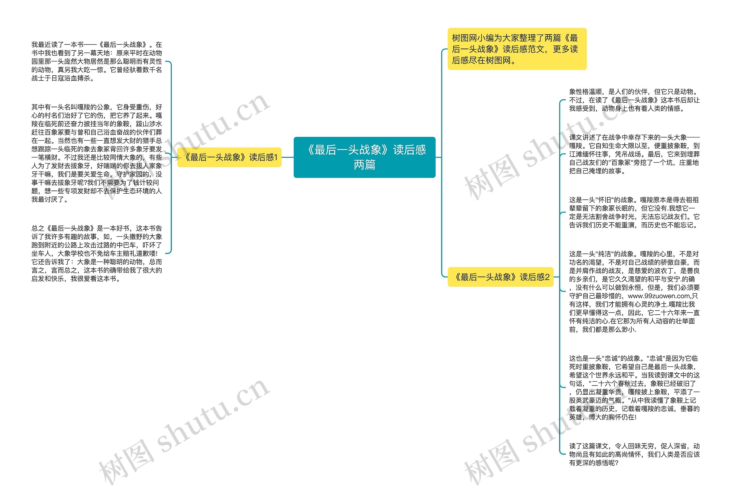 《最后一头战象》读后感两篇思维导图