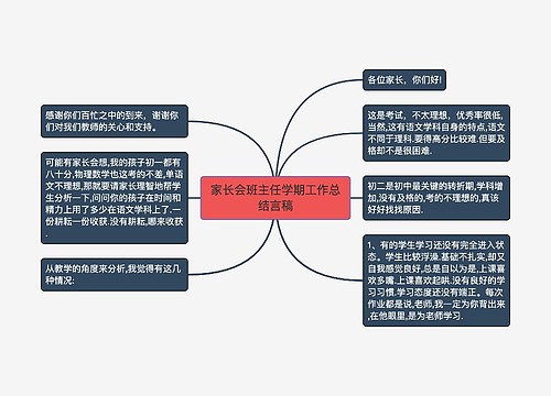 家长会班主任学期工作总结言稿