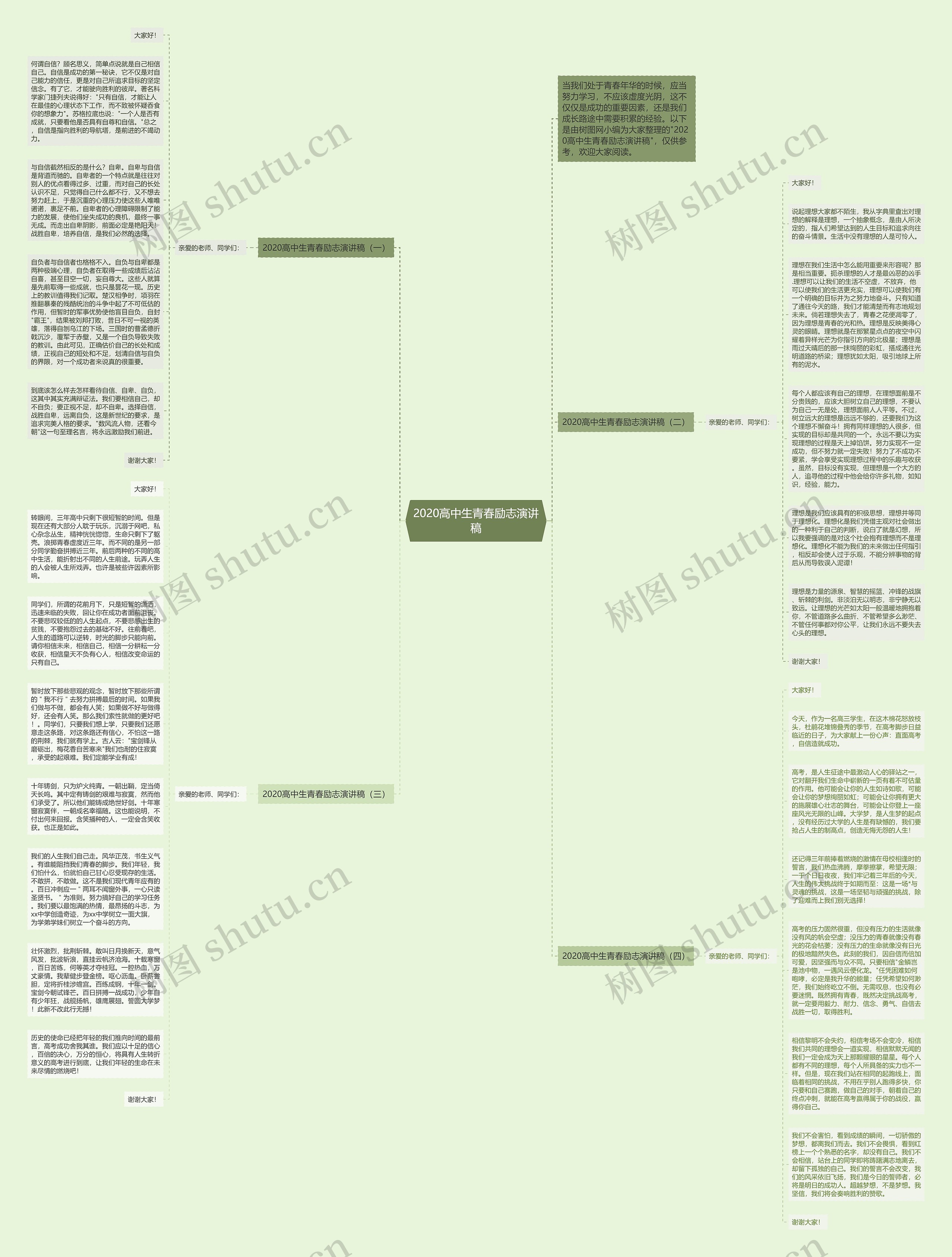 2020高中生青春励志演讲稿思维导图