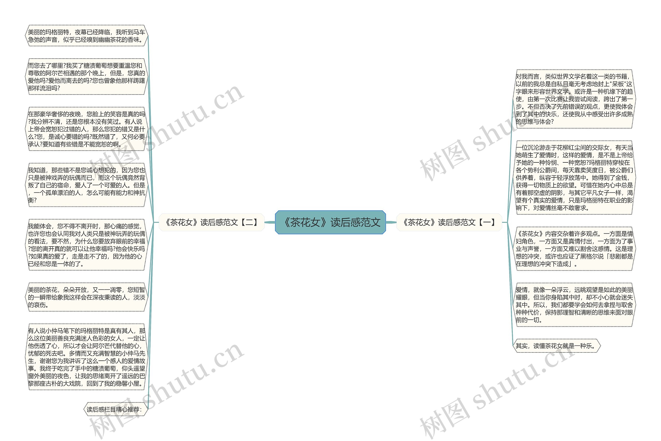 《茶花女》读后感范文思维导图