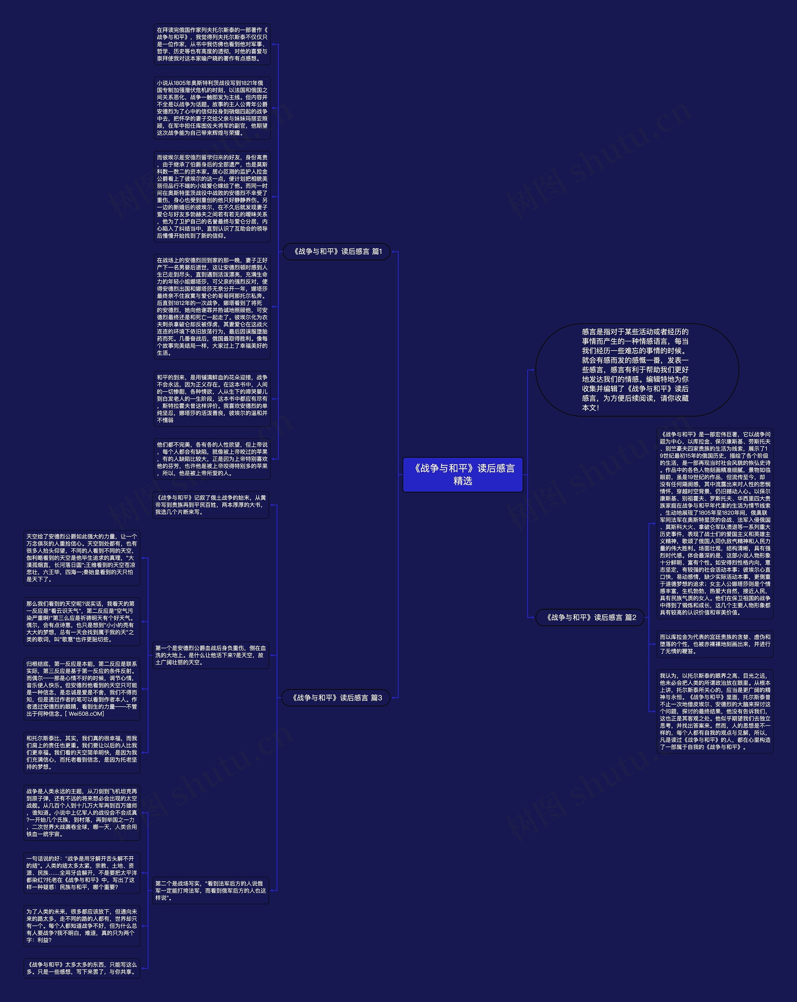 《战争与和平》读后感言精选思维导图
