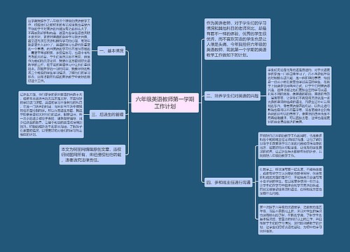 六年级英语教师第一学期工作计划