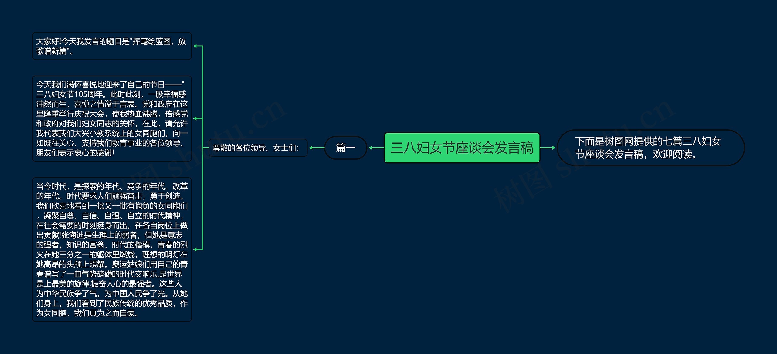 三八妇女节座谈会发言稿思维导图
