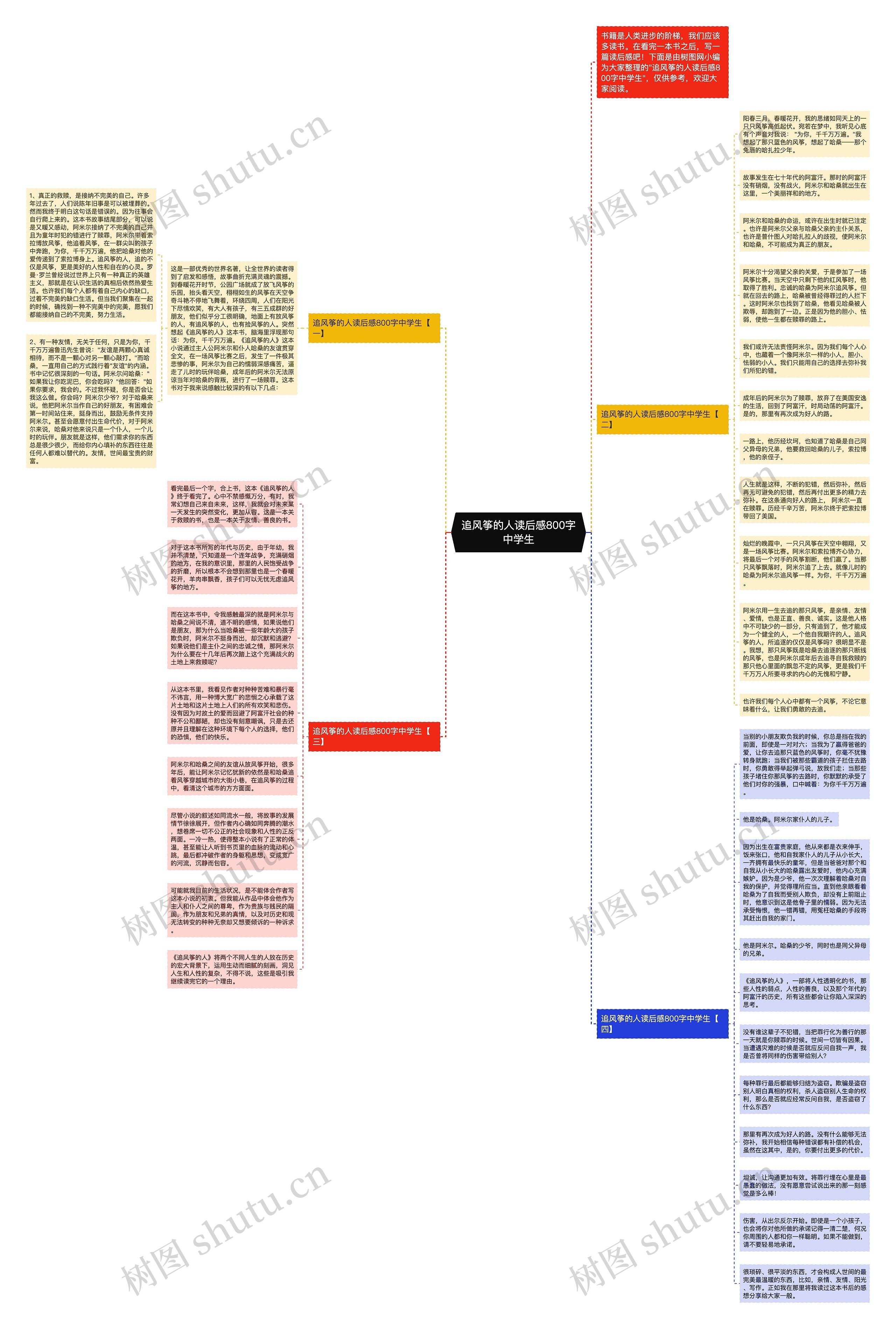 追风筝的人读后感800字中学生思维导图