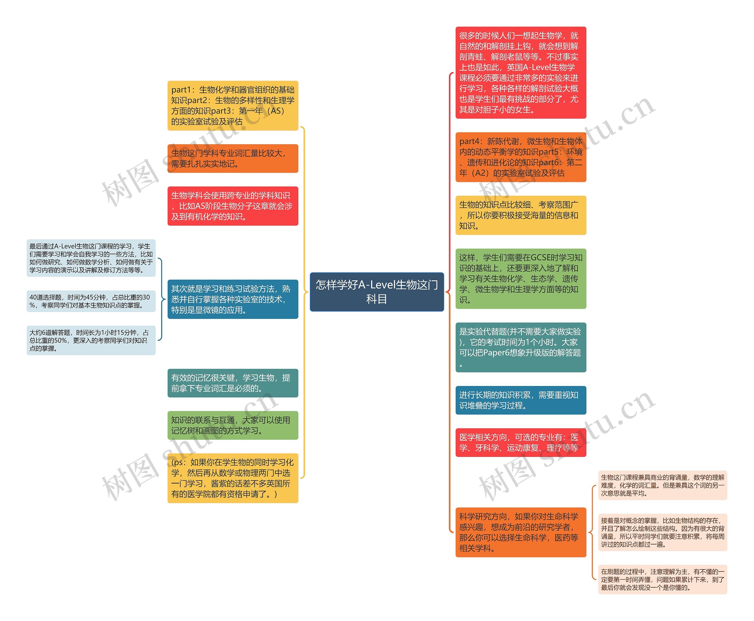 怎样学好A-Level生物这门科目思维导图