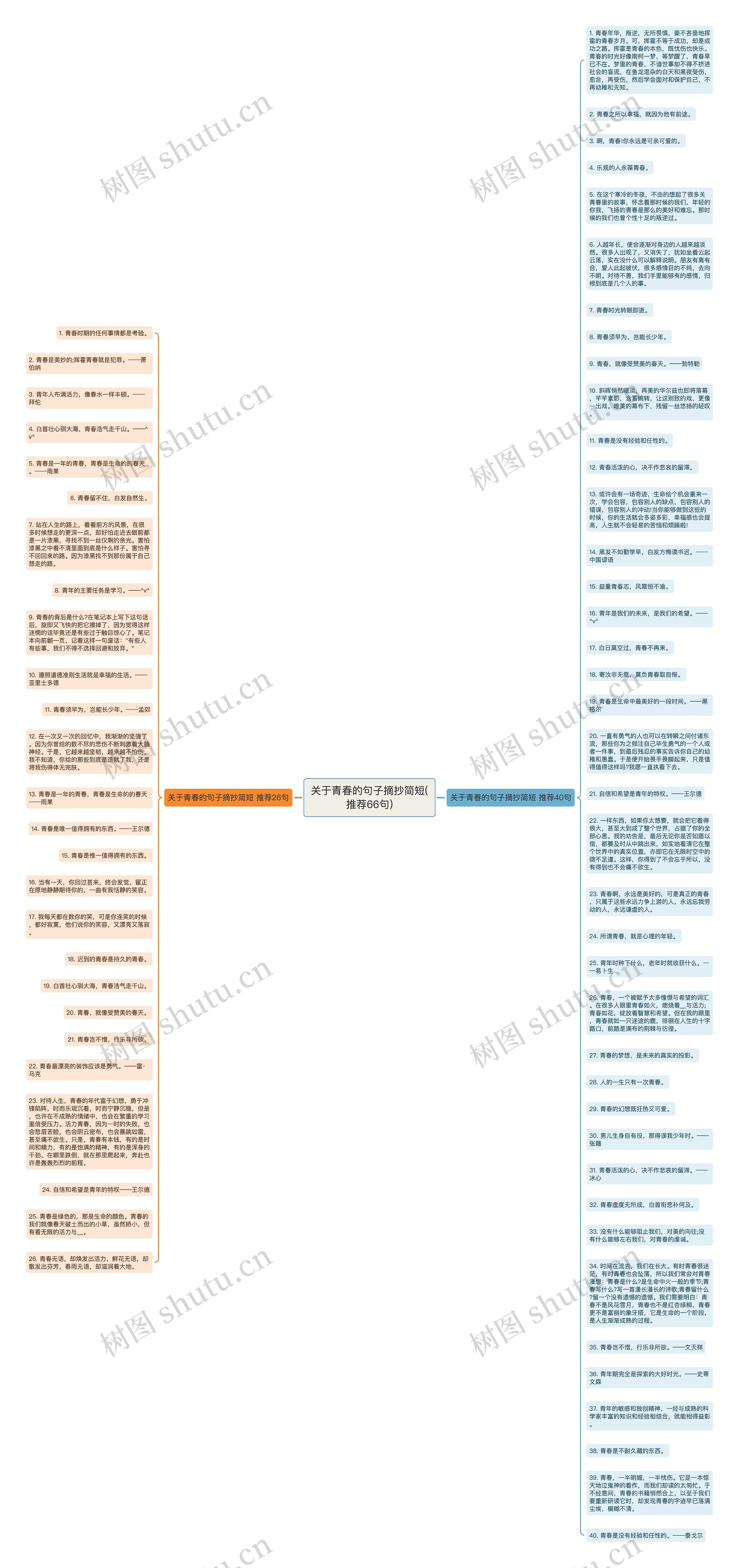 关于青春的句子摘抄简短(推荐66句)思维导图