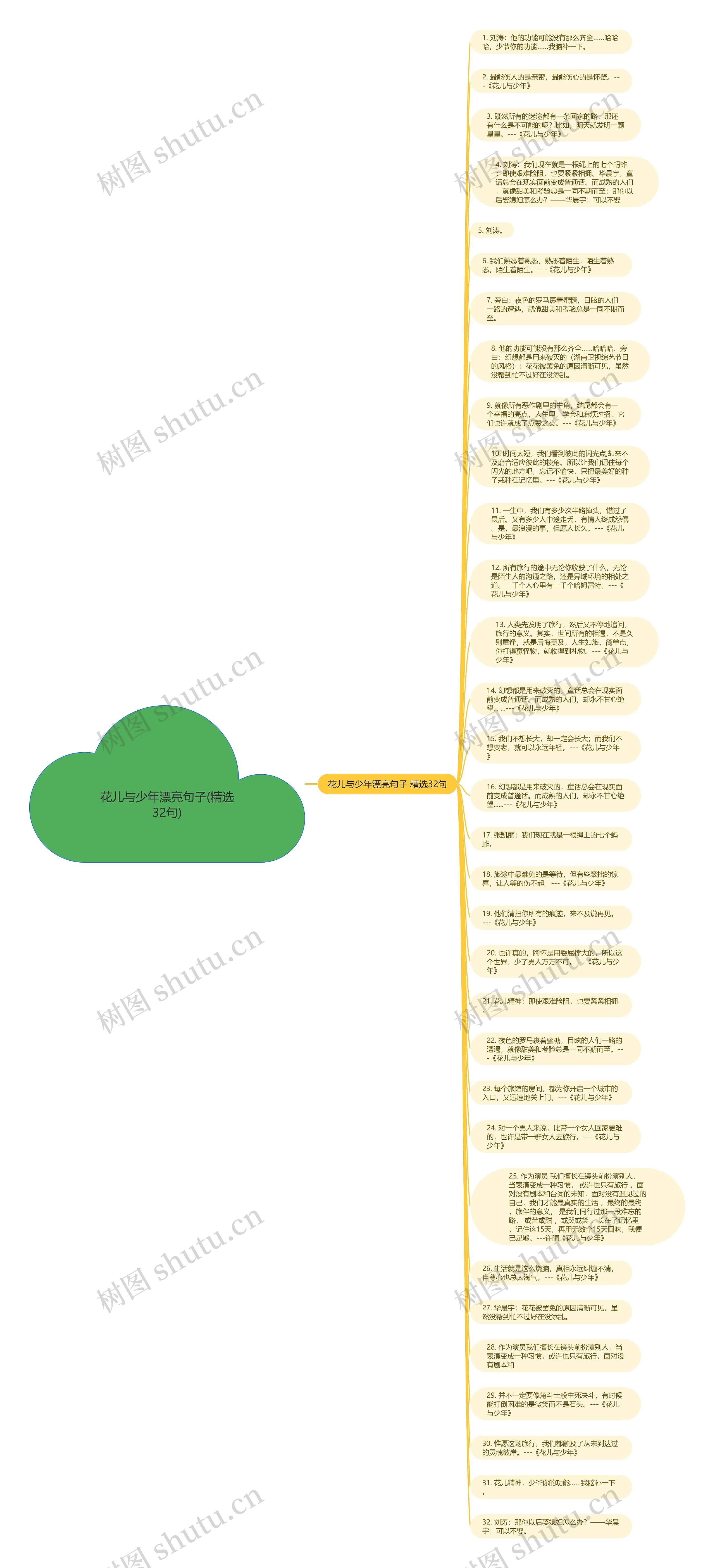 花儿与少年漂亮句子(精选32句)思维导图