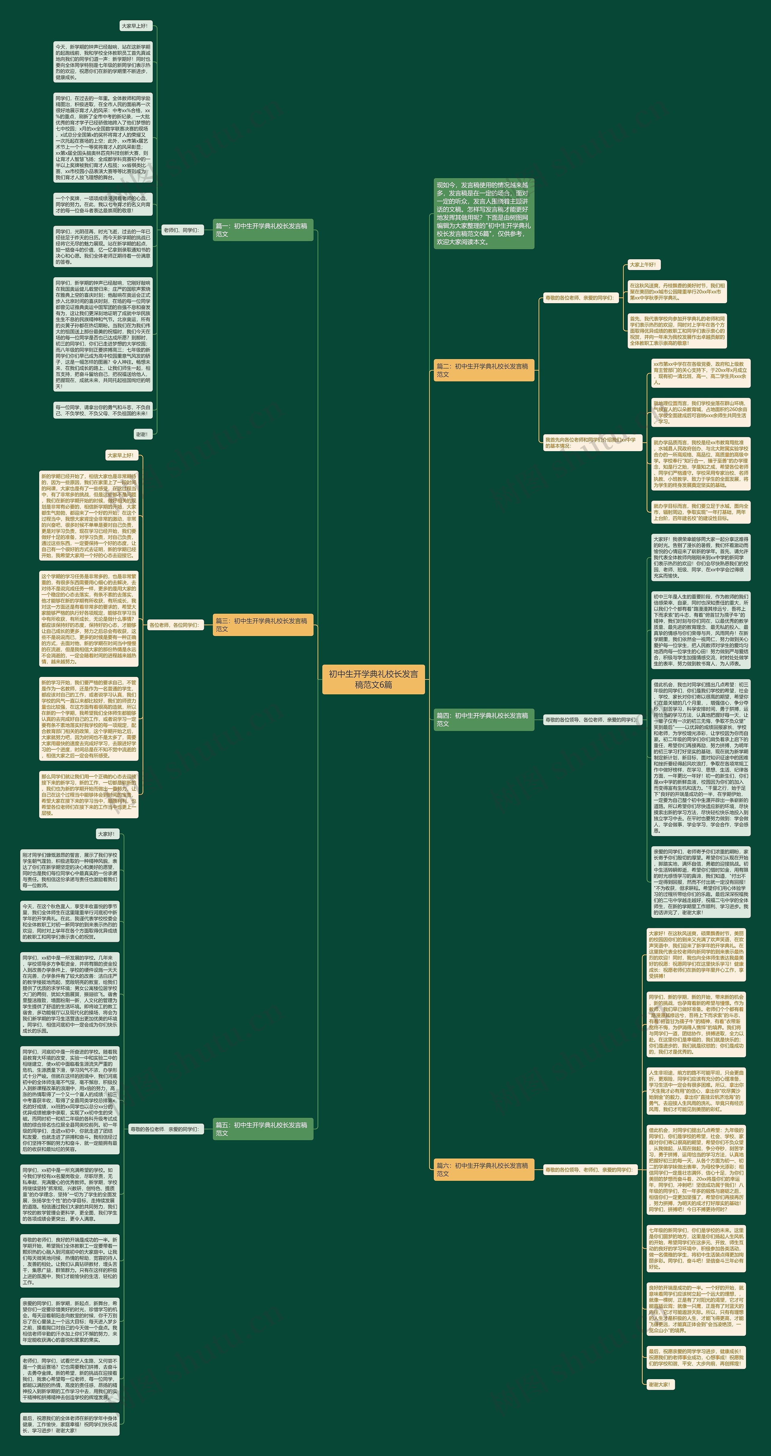 初中生开学典礼校长发言稿范文6篇思维导图