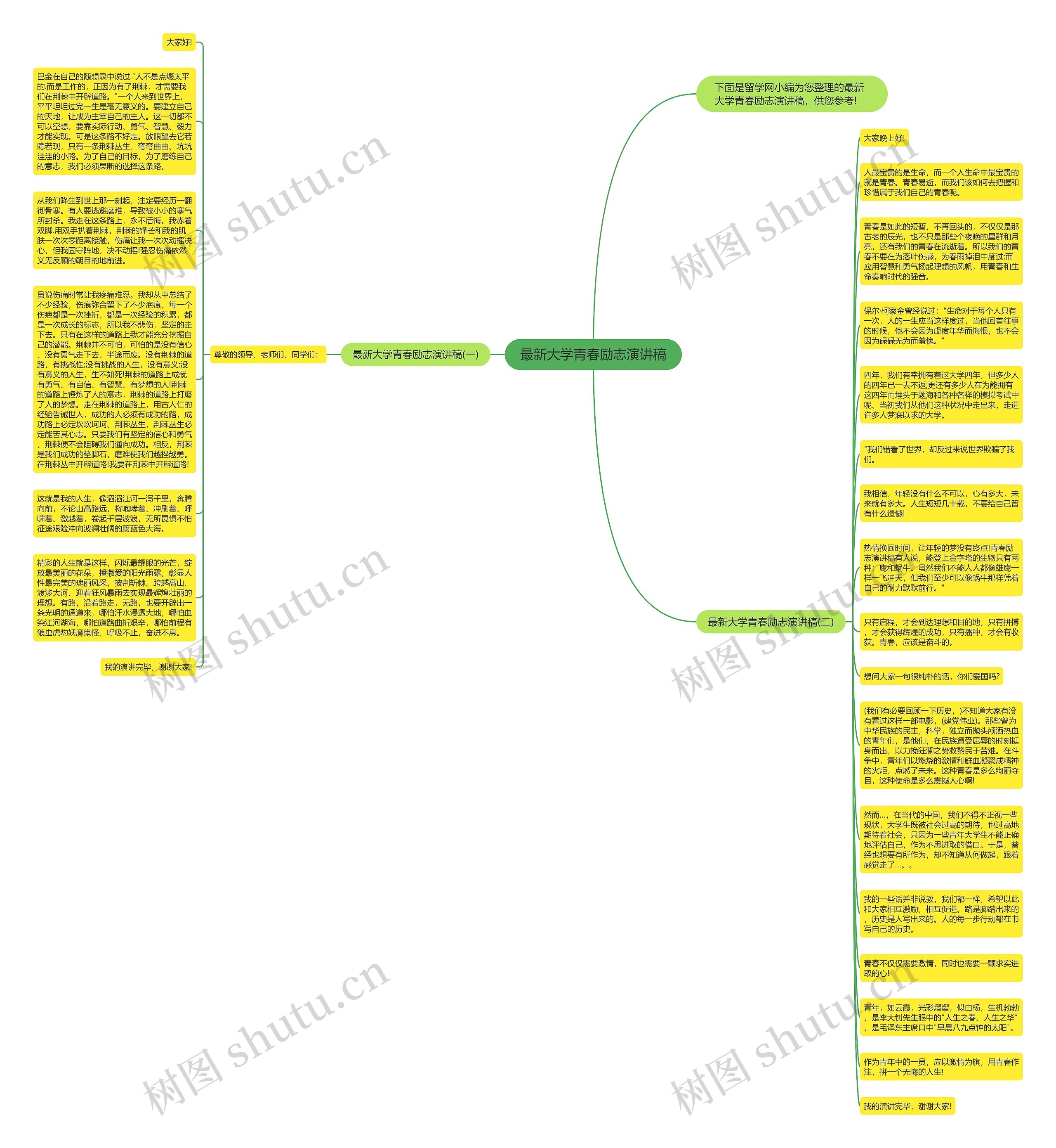 最新大学青春励志演讲稿思维导图