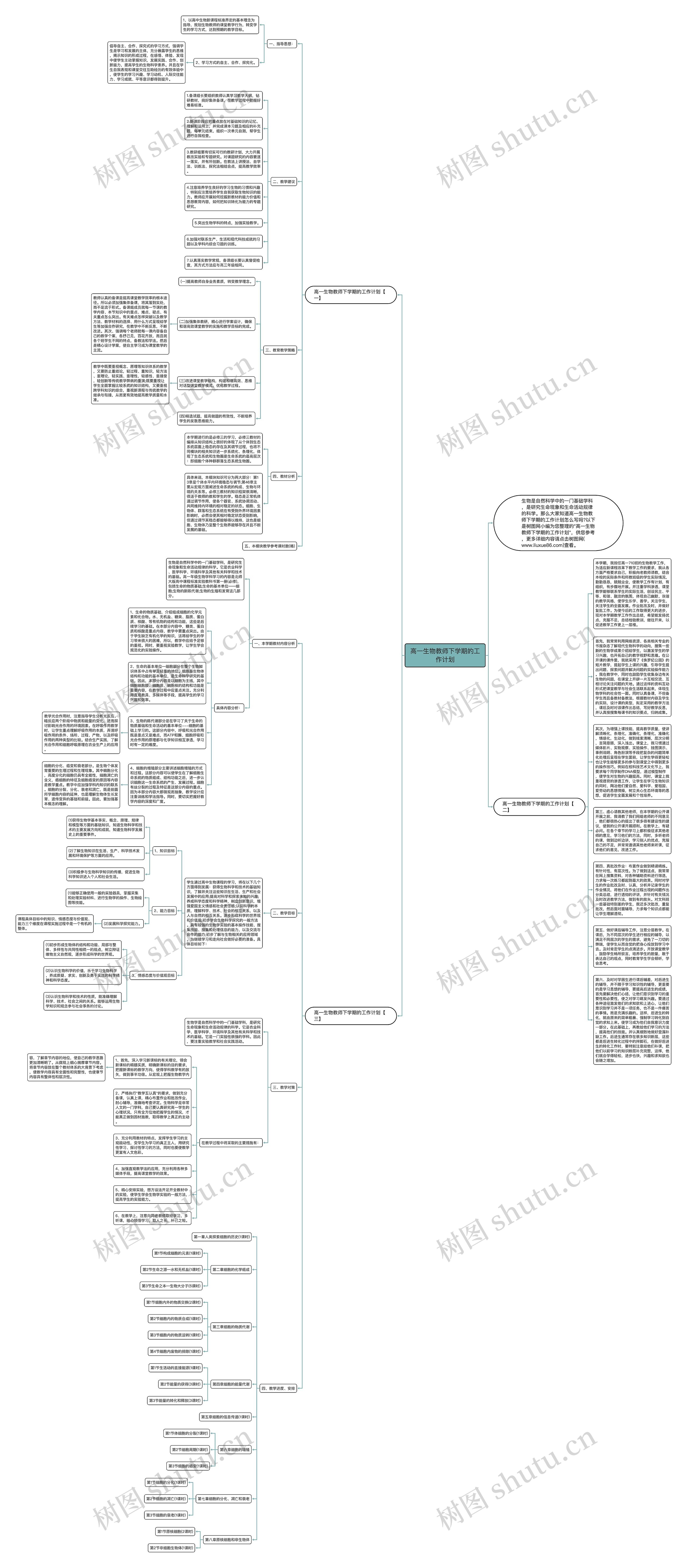 高一生物教师下学期的工作计划思维导图