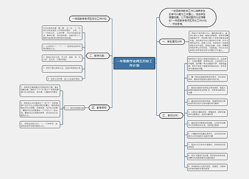 一年级数学老师五月份工作计划