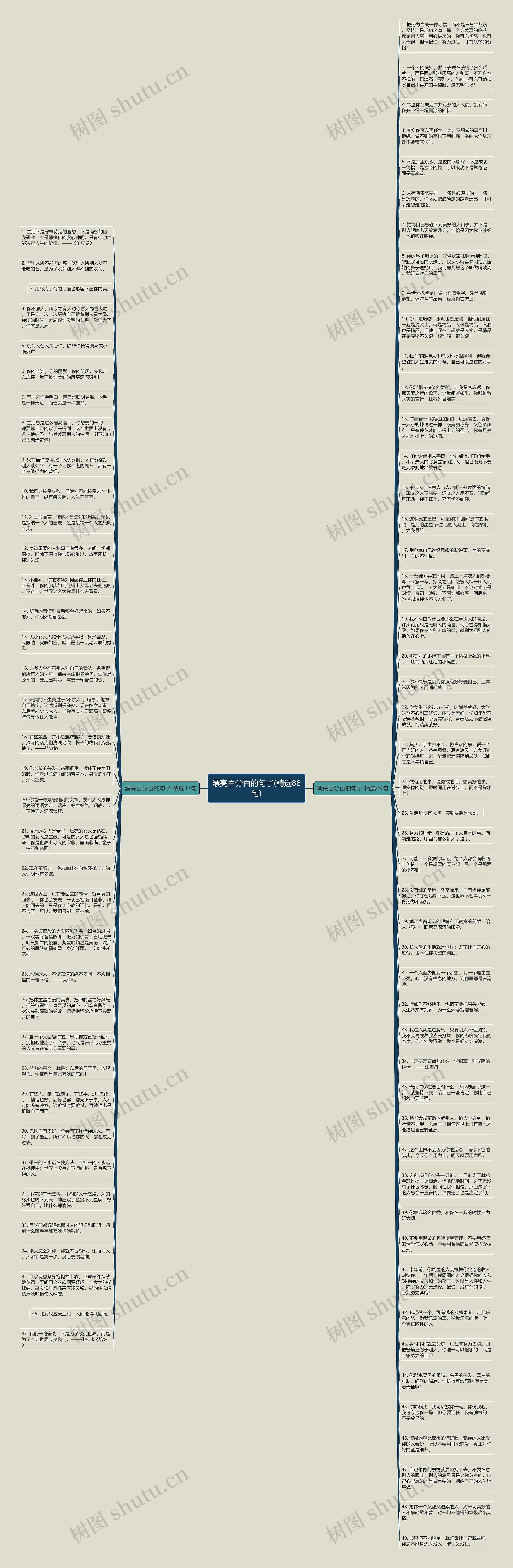 漂亮百分百的句子(精选86句)思维导图