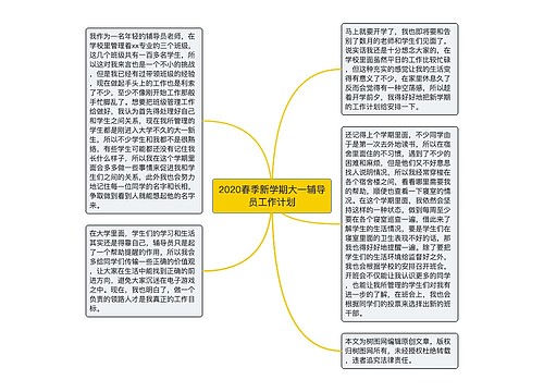 2020春季新学期大一辅导员工作计划