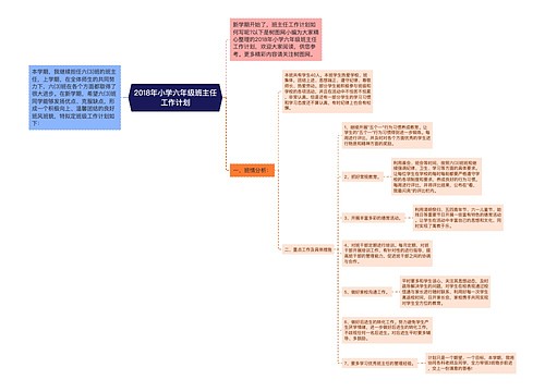 2018年小学六年级班主任工作计划