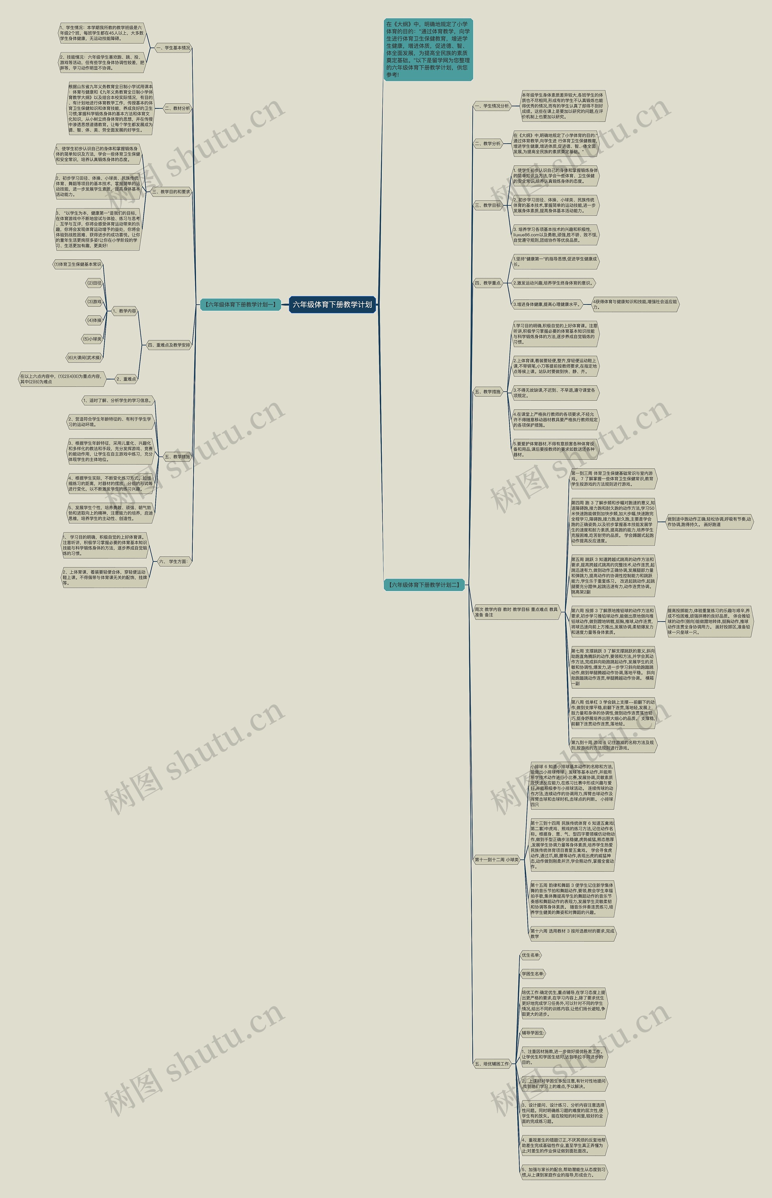 六年级体育下册教学计划思维导图