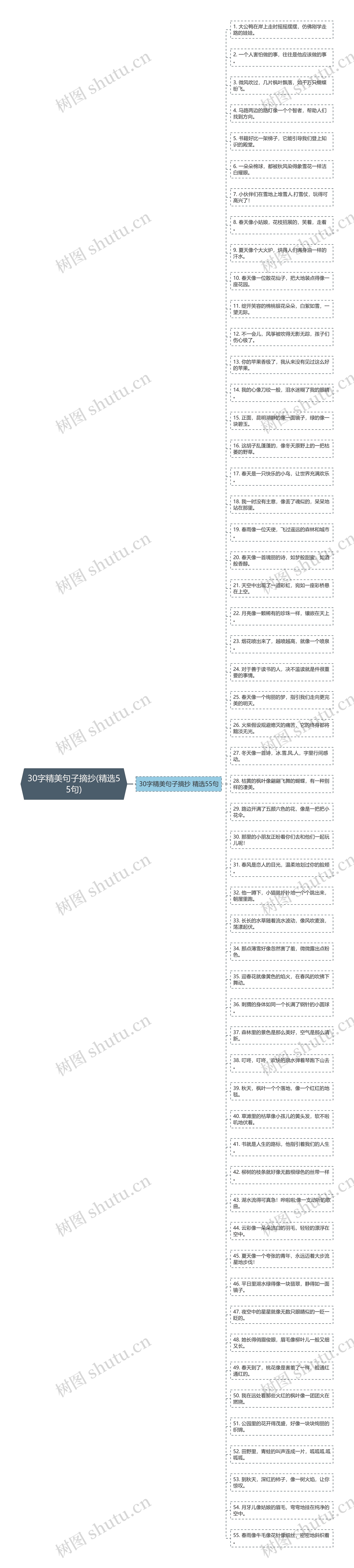 30字精美句子摘抄(精选55句)思维导图