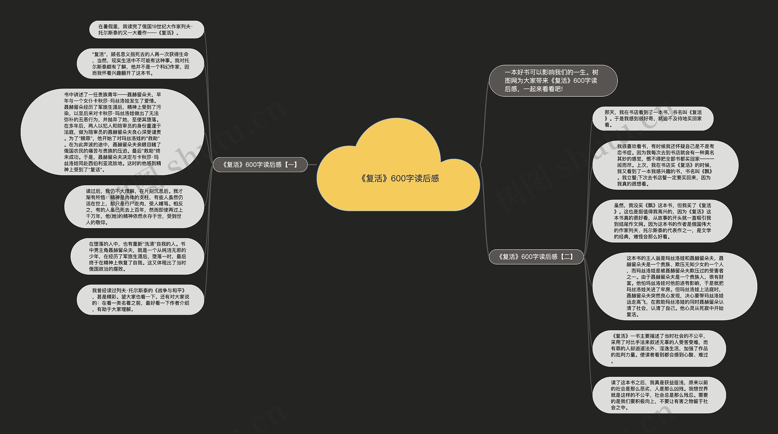 《复活》600字读后感思维导图