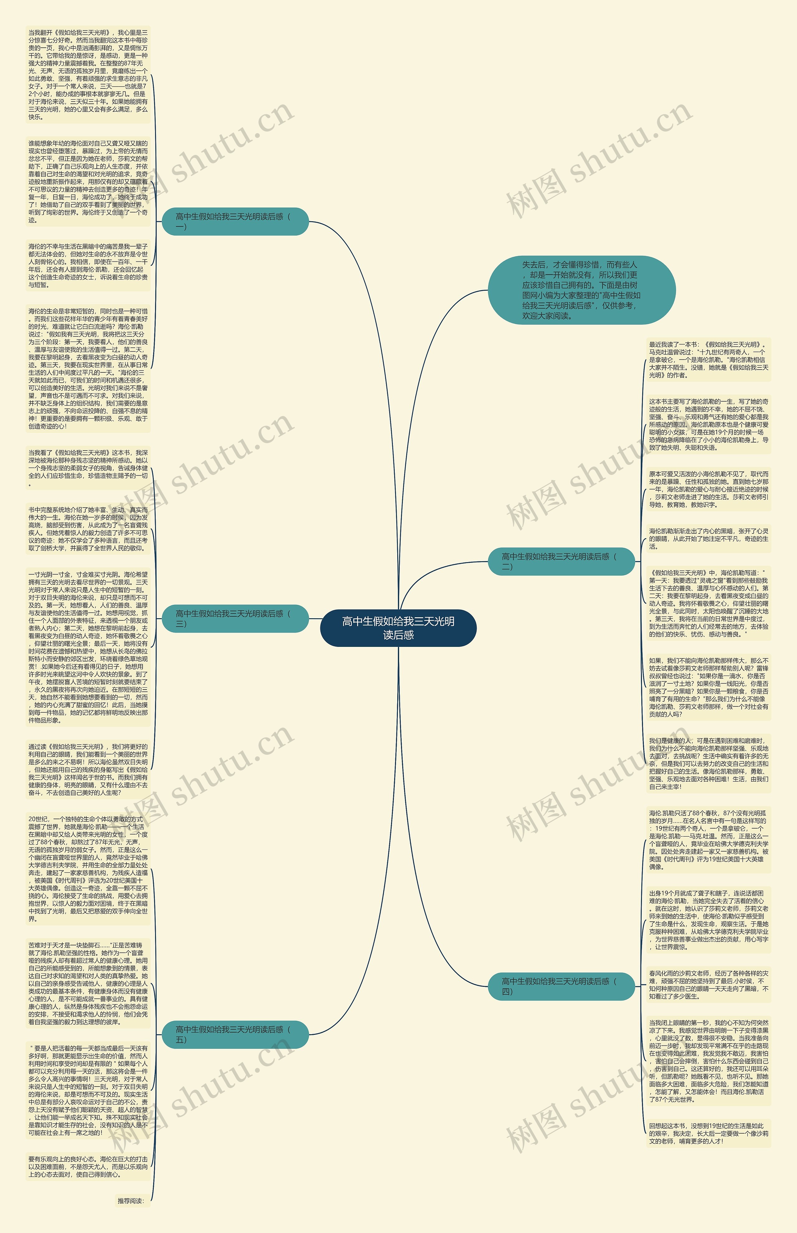 高中生假如给我三天光明读后感思维导图
