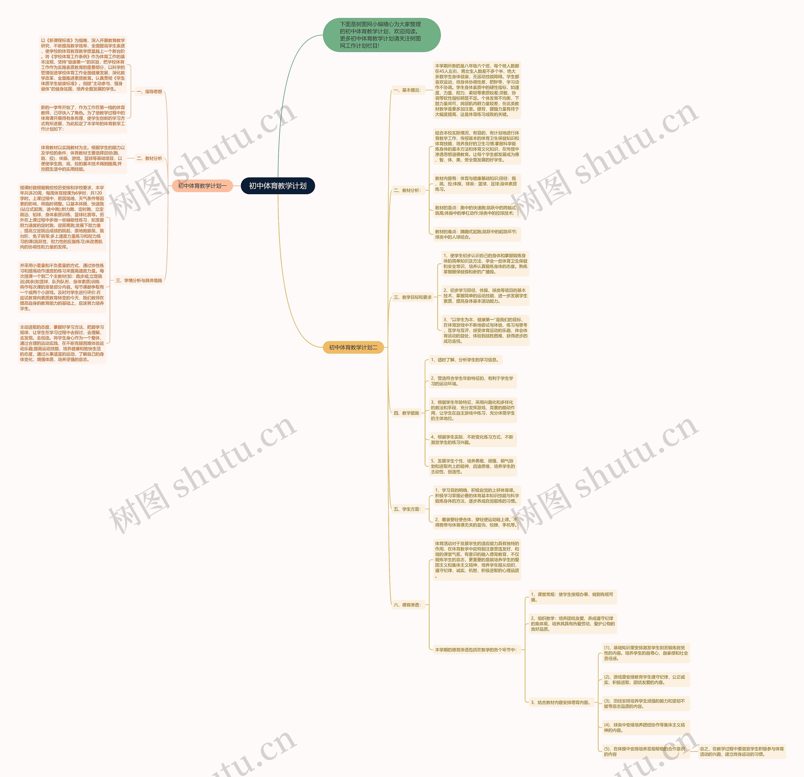 初中体育教学计划思维导图
