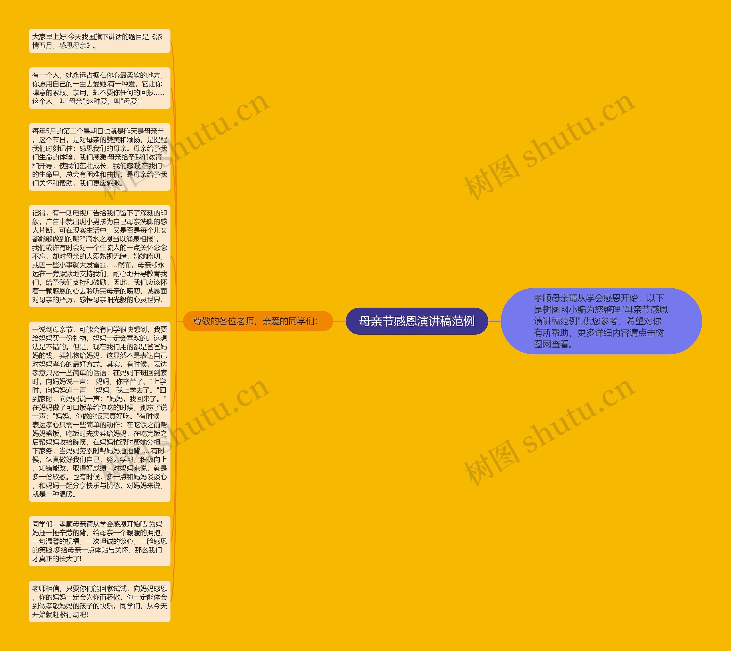 母亲节感恩演讲稿范例思维导图