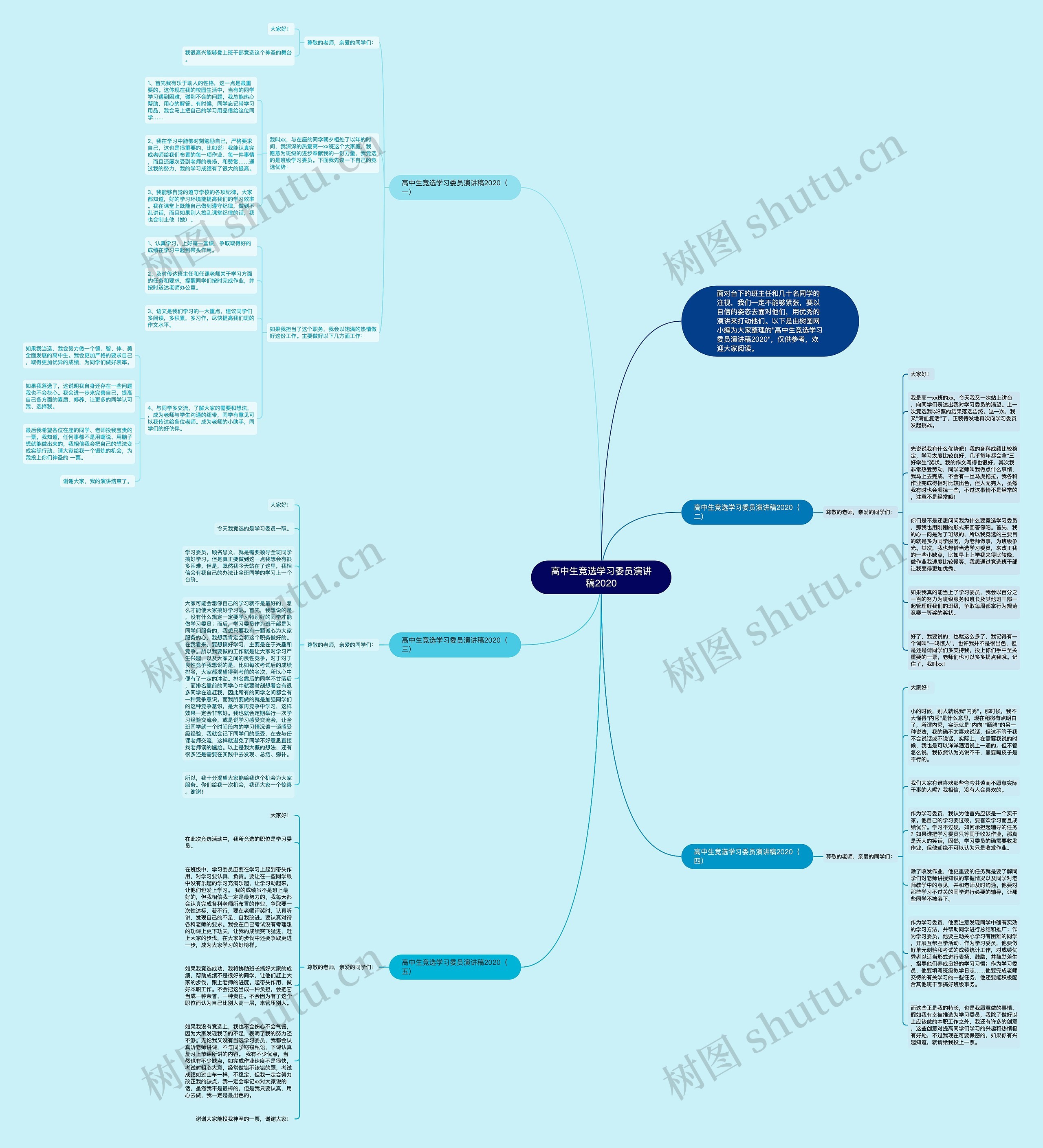 高中生竞选学习委员演讲稿2020思维导图