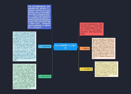 幼儿小班老师个人工作计划