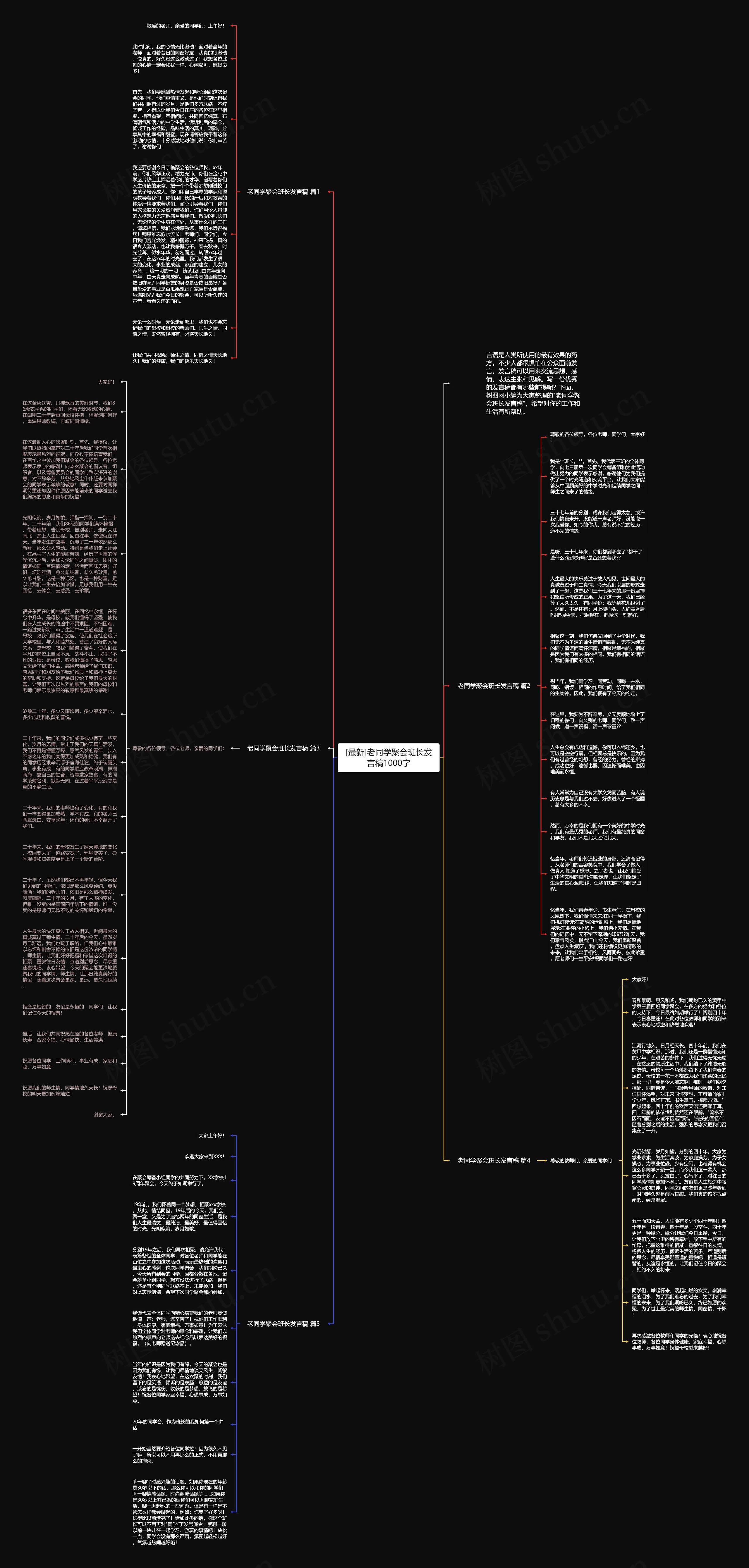 [最新]老同学聚会班长发言稿1000字思维导图