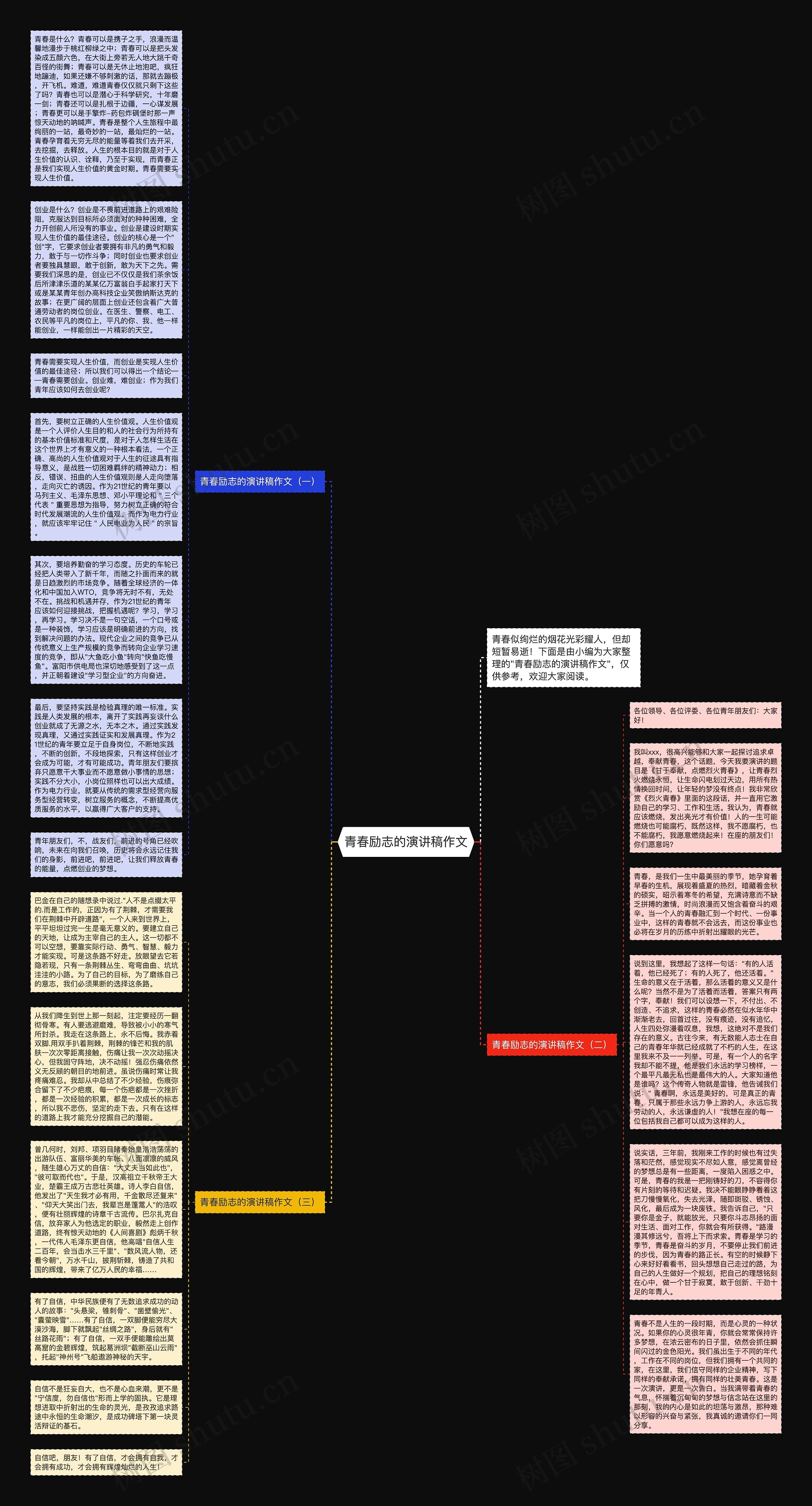 青春励志的演讲稿作文思维导图