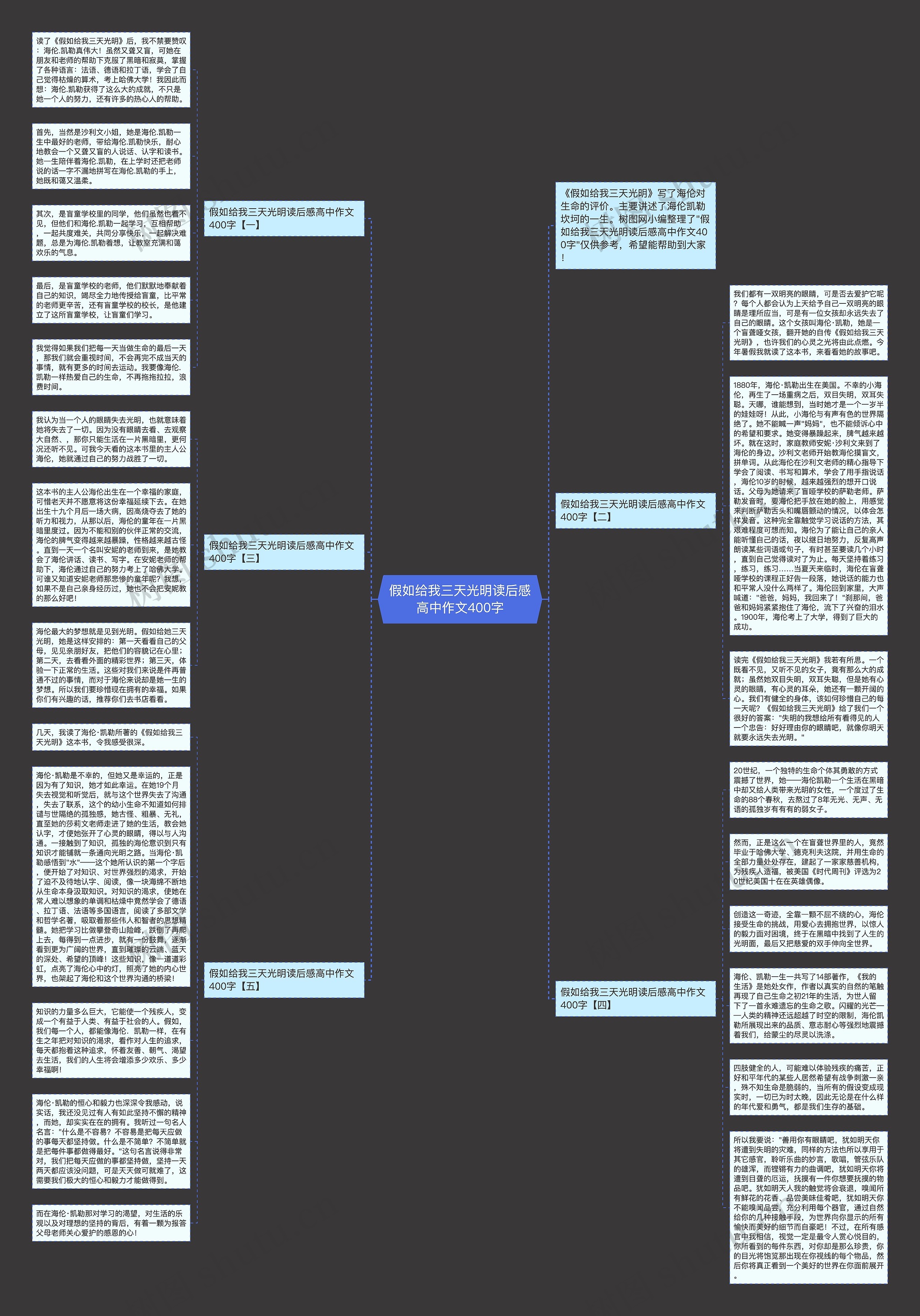 假如给我三天光明读后感高中作文400字思维导图