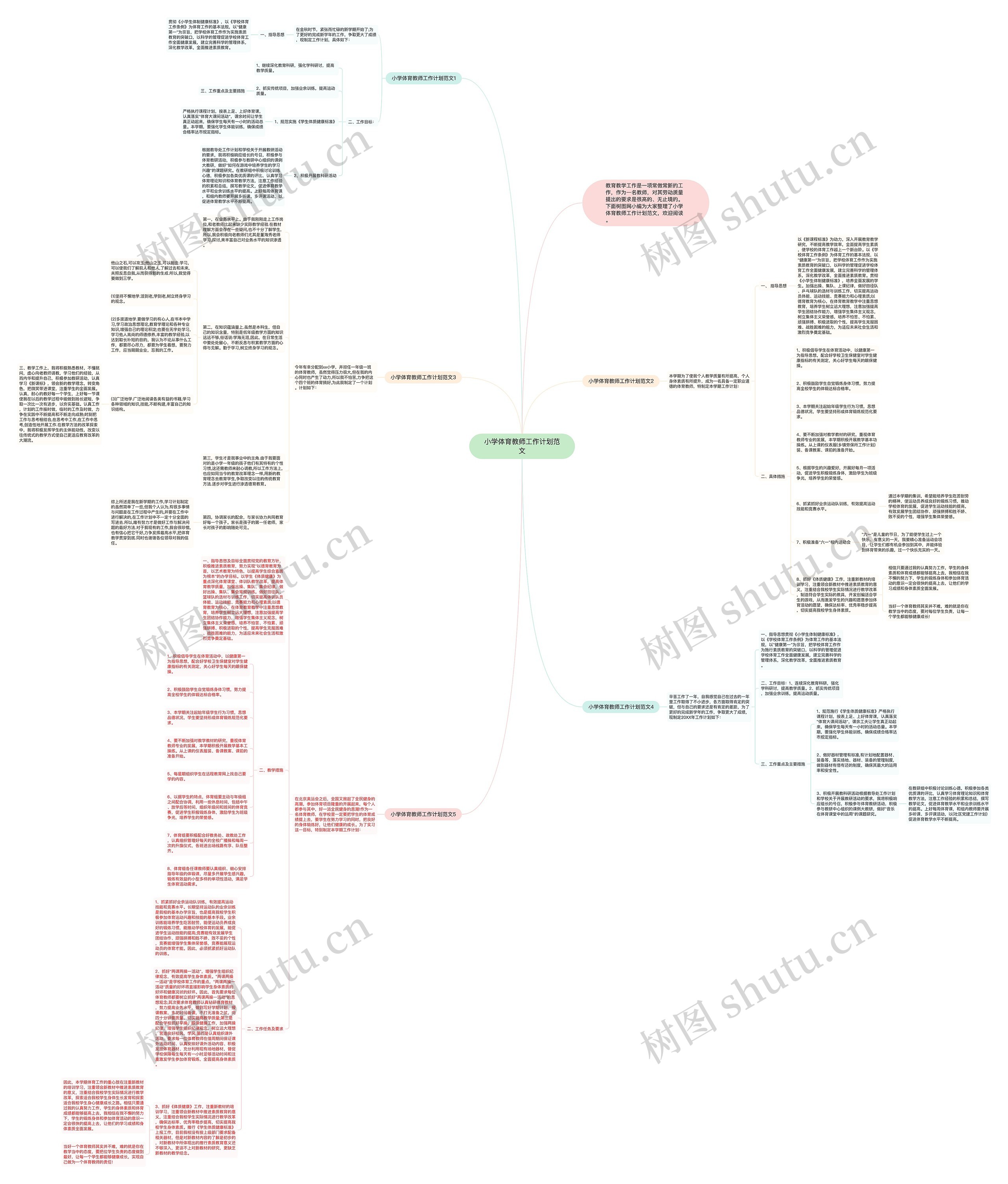 小学体育教师工作计划范文思维导图