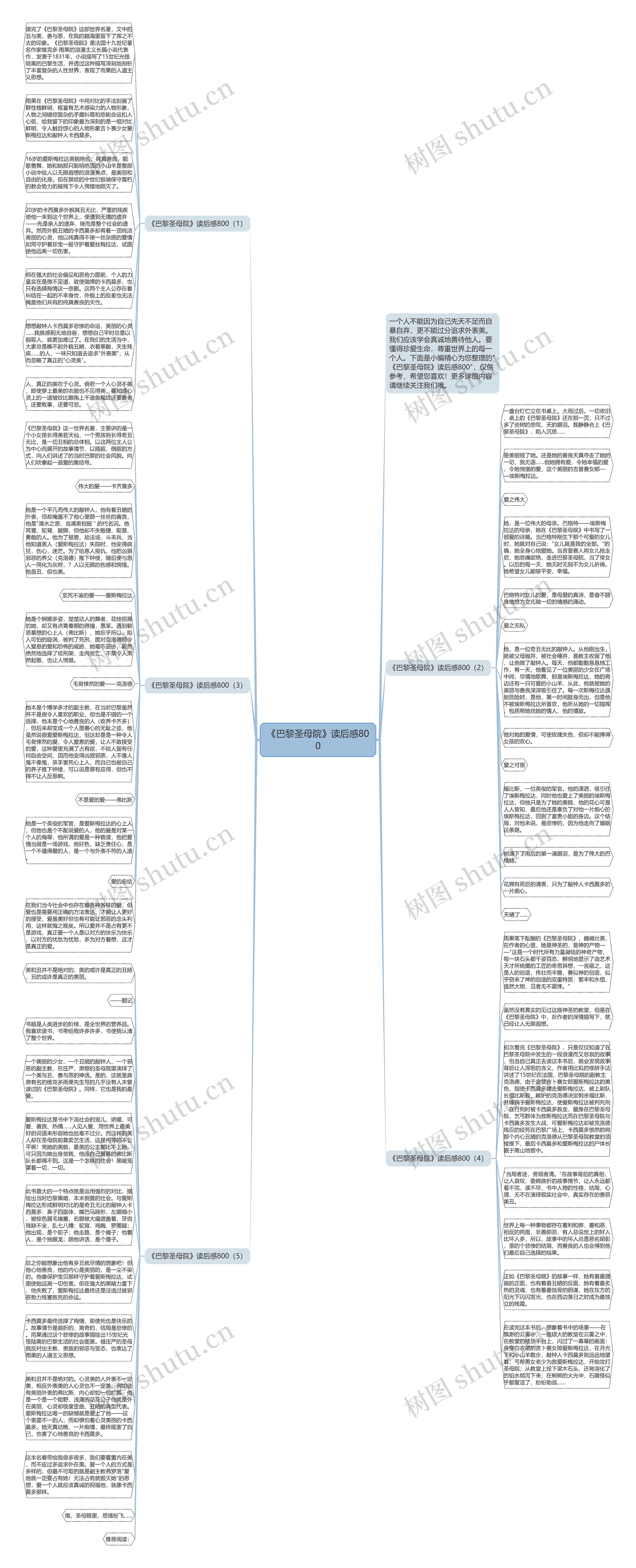 《巴黎圣母院》读后感800思维导图