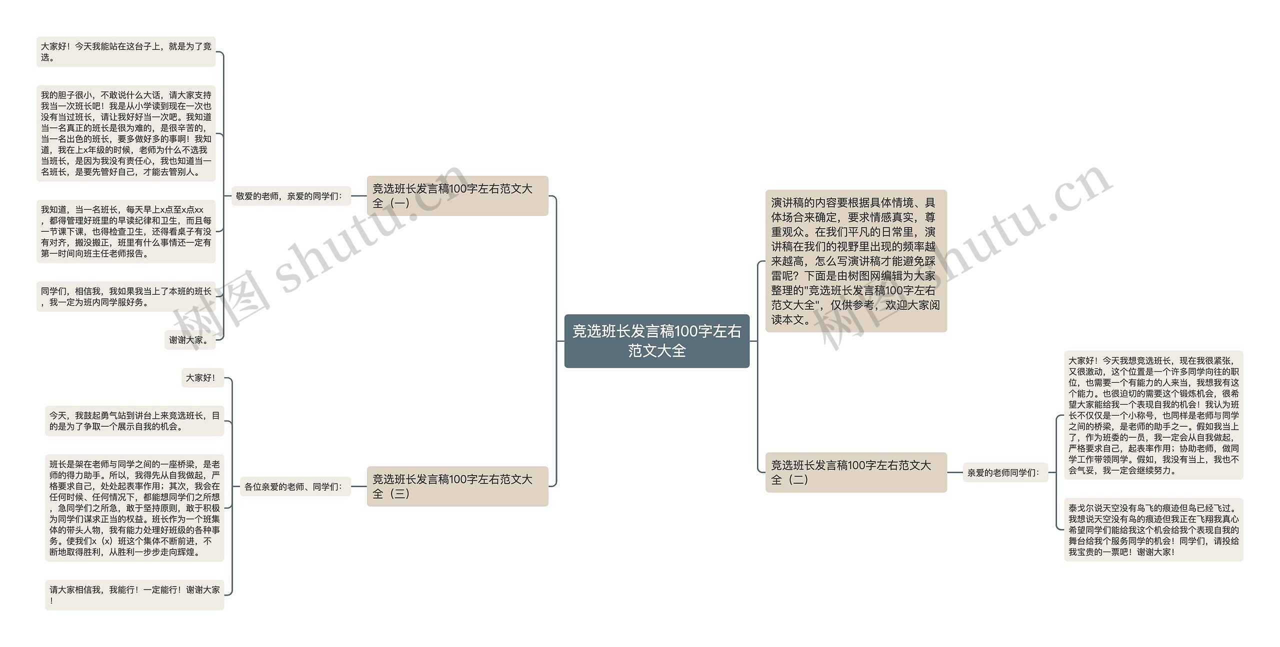 竞选班长发言稿100字左右范文大全思维导图