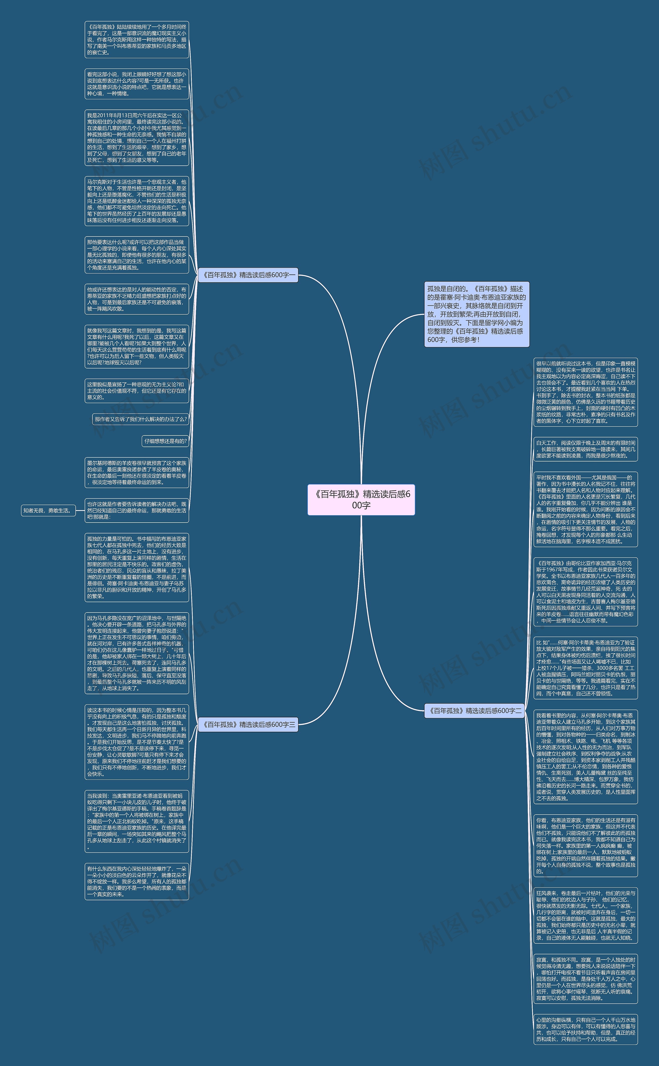 《百年孤独》精选读后感600字思维导图