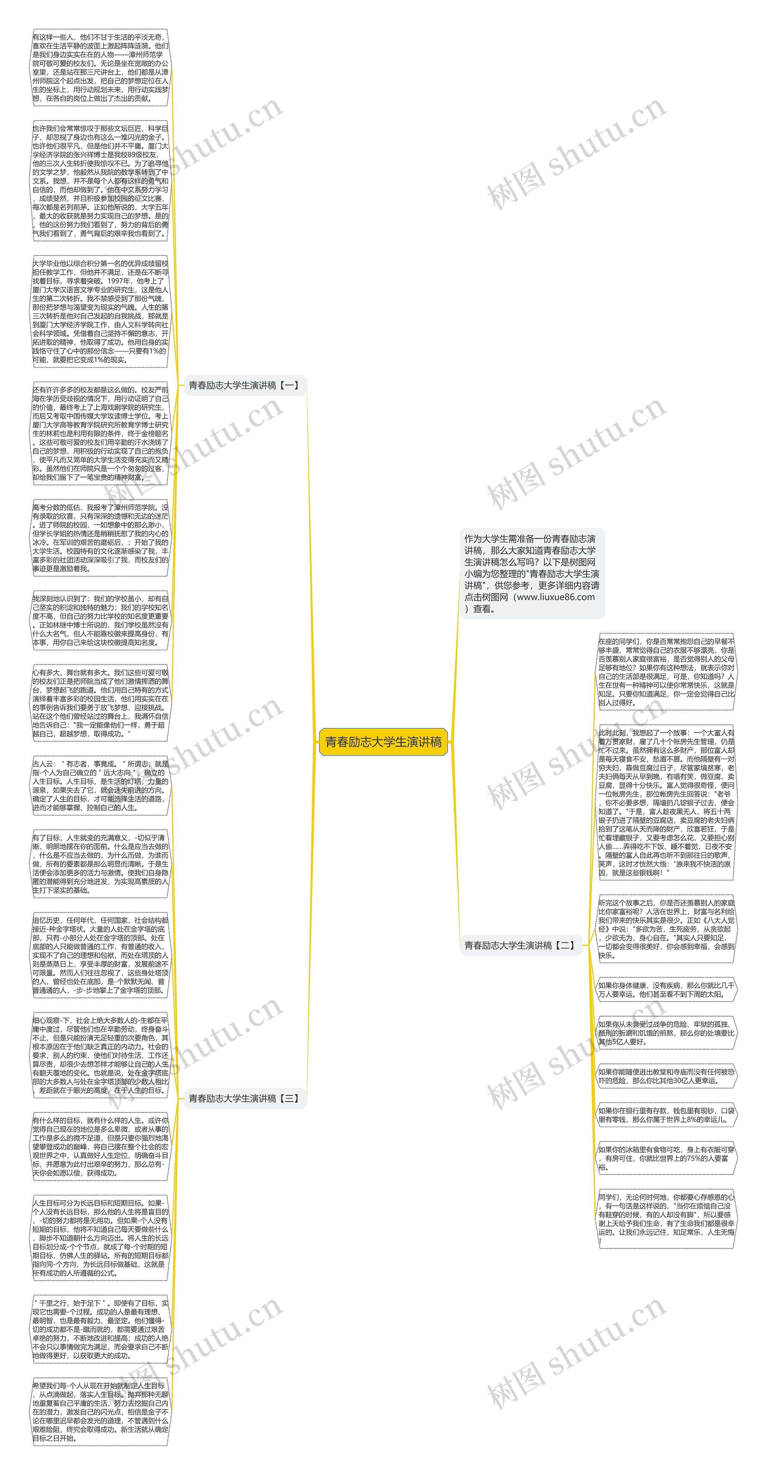青春励志大学生演讲稿思维导图